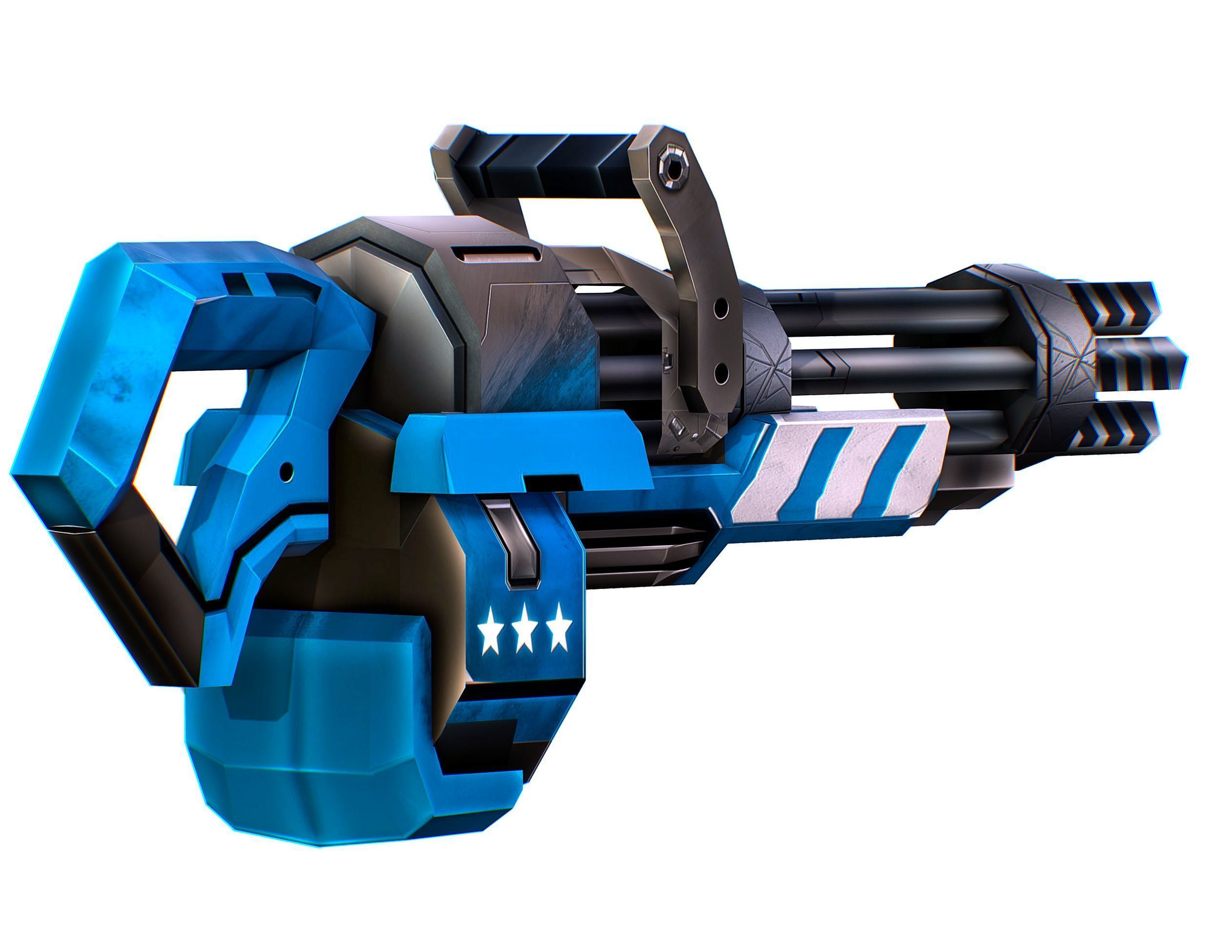 LowPoly Sci-Fi Assault Heavy Machine Gun Low-poly 3D model_13