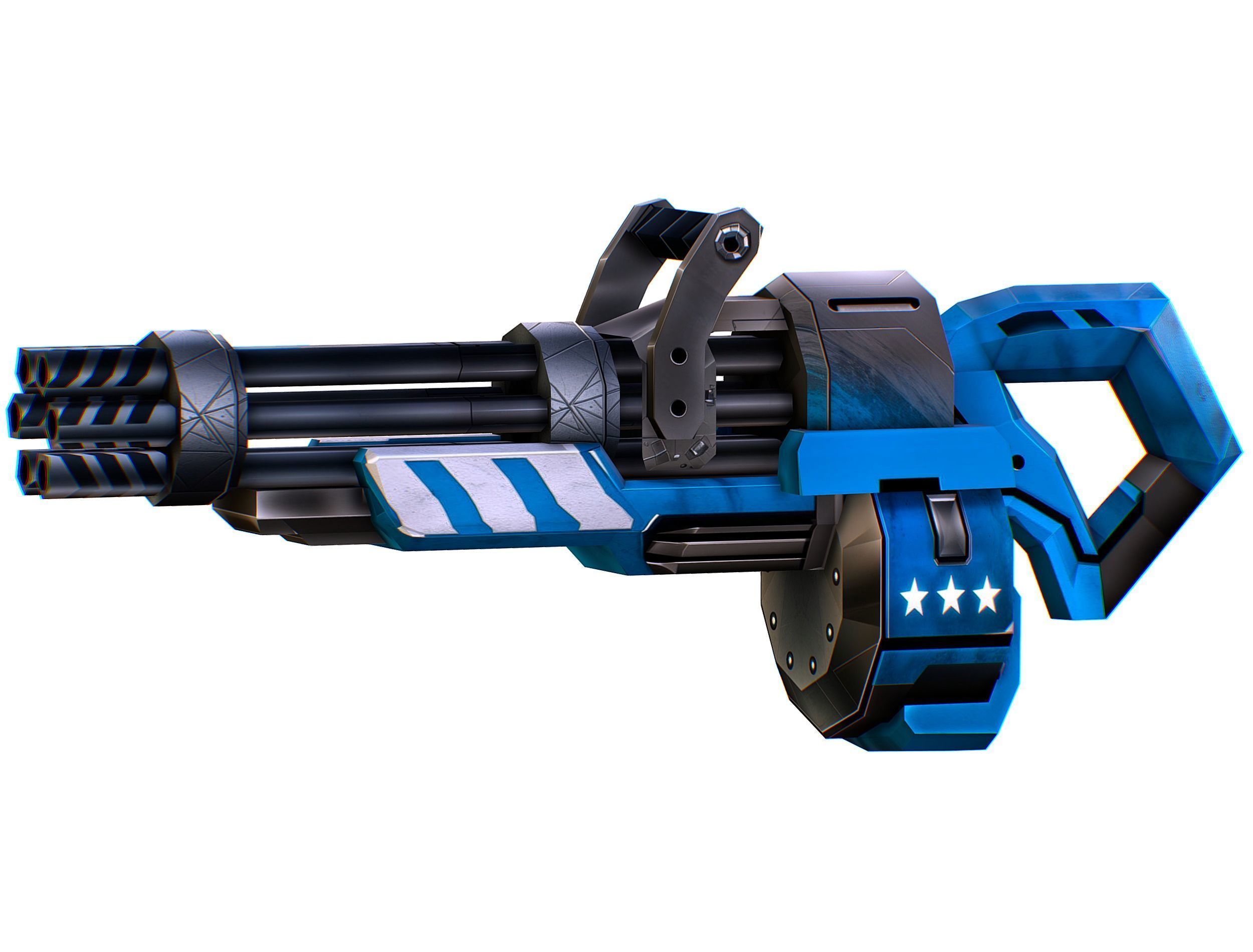 LowPoly Sci-Fi Assault Heavy Machine Gun Low-poly 3D model_6