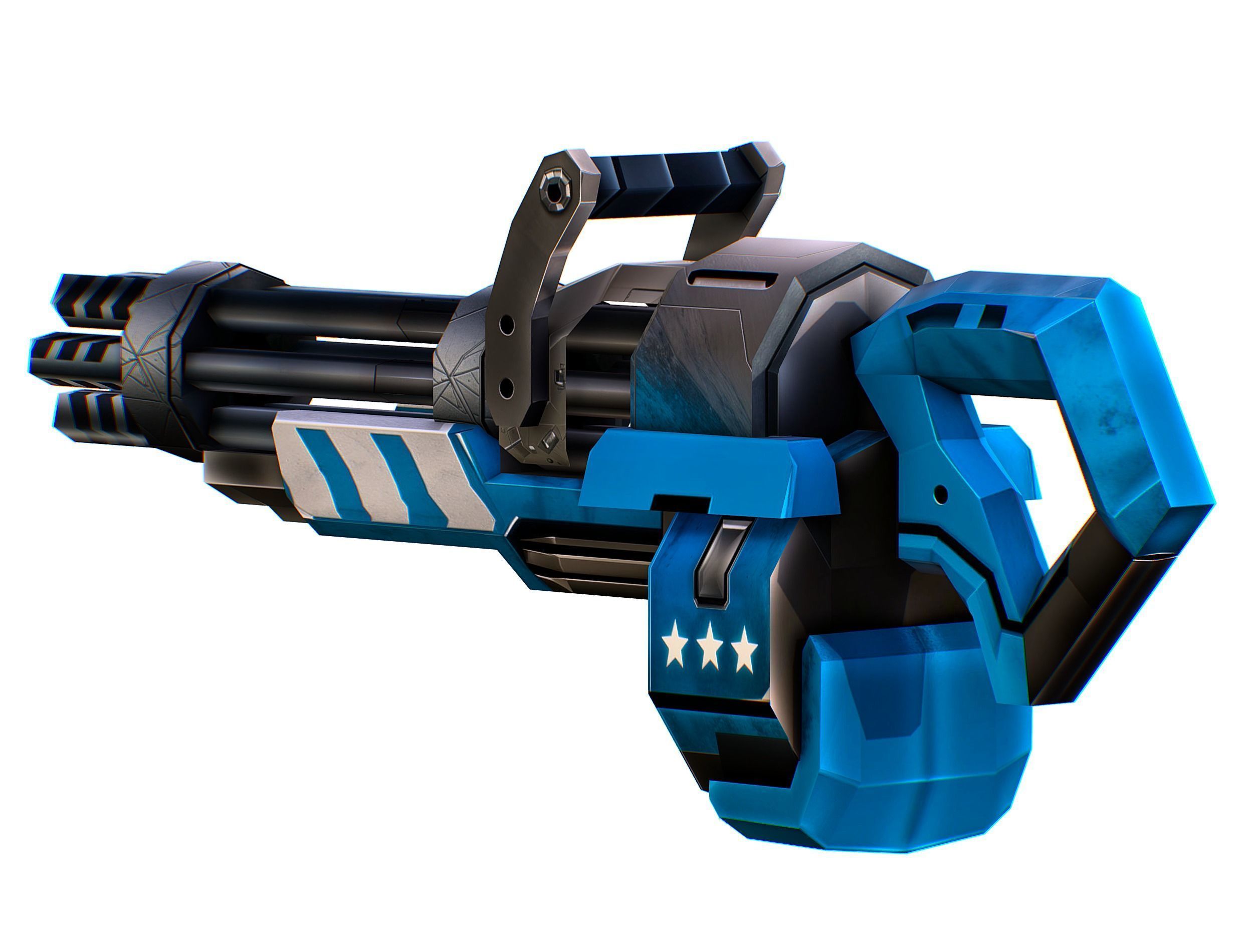 LowPoly Sci-Fi Assault Heavy Machine Gun Low-poly 3D model_9