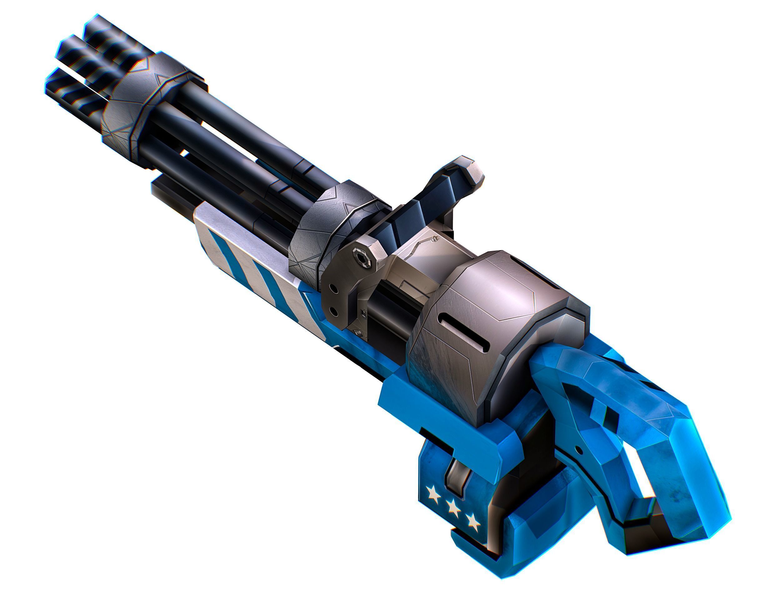 LowPoly Sci-Fi Assault Heavy Machine Gun Low-poly 3D model_21