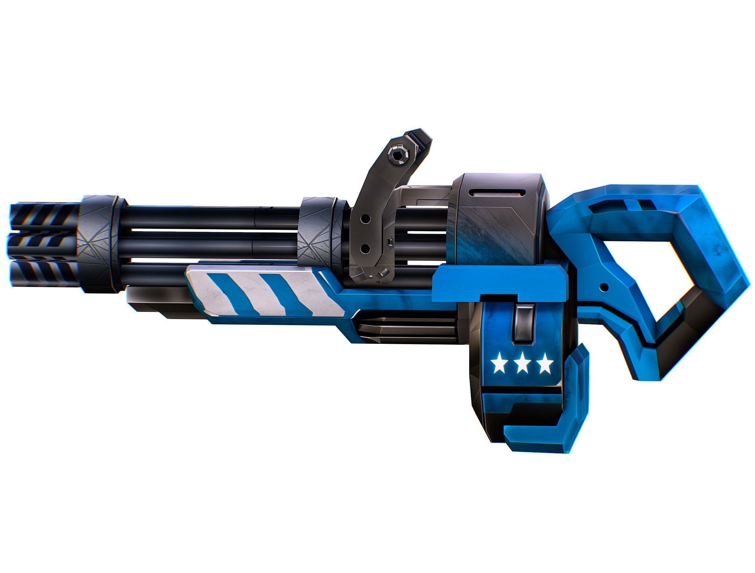 LowPoly Sci-Fi Assault Heavy Machine Gun Low-poly 3D model_7