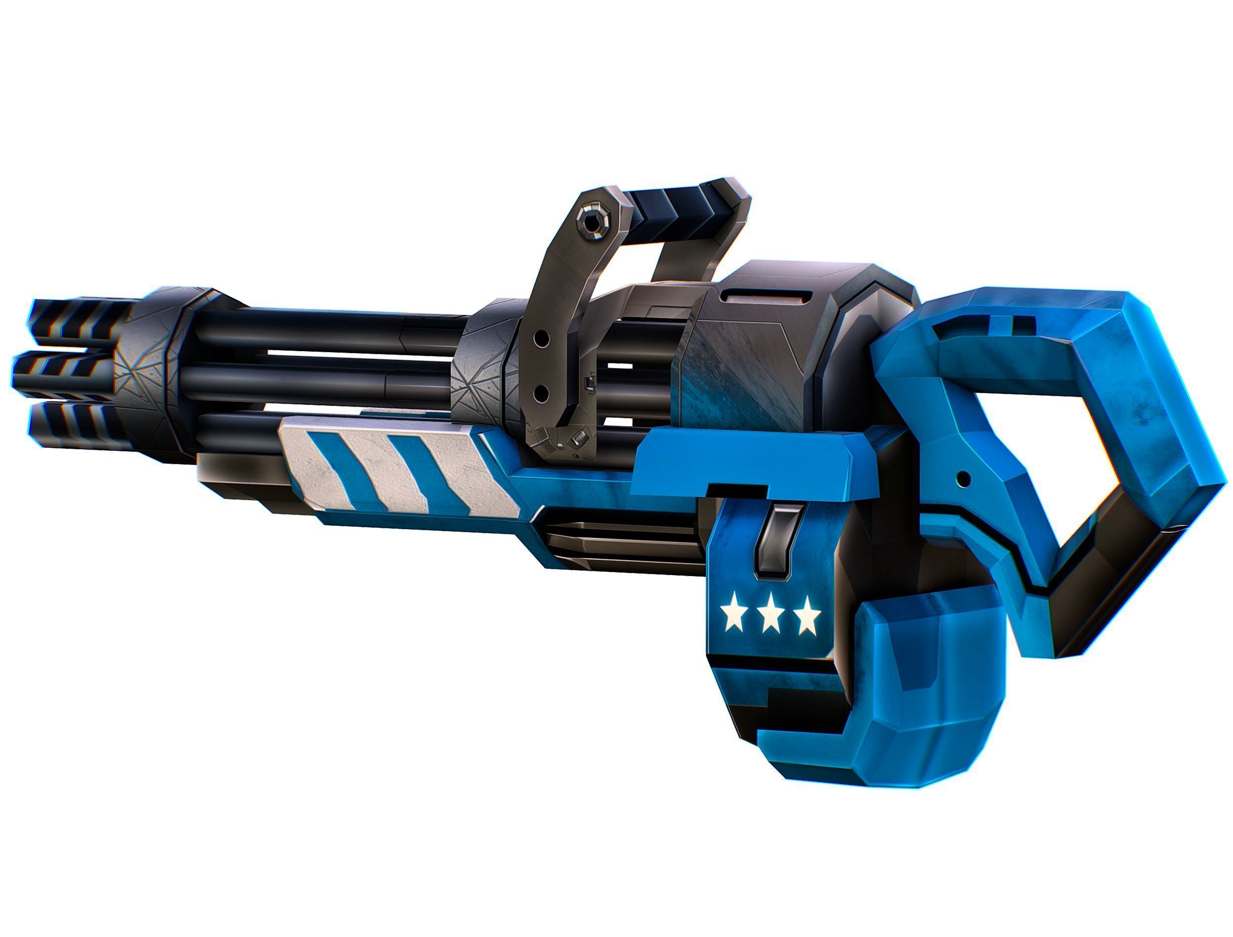 LowPoly Sci-Fi Assault Heavy Machine Gun Low-poly 3D model_8