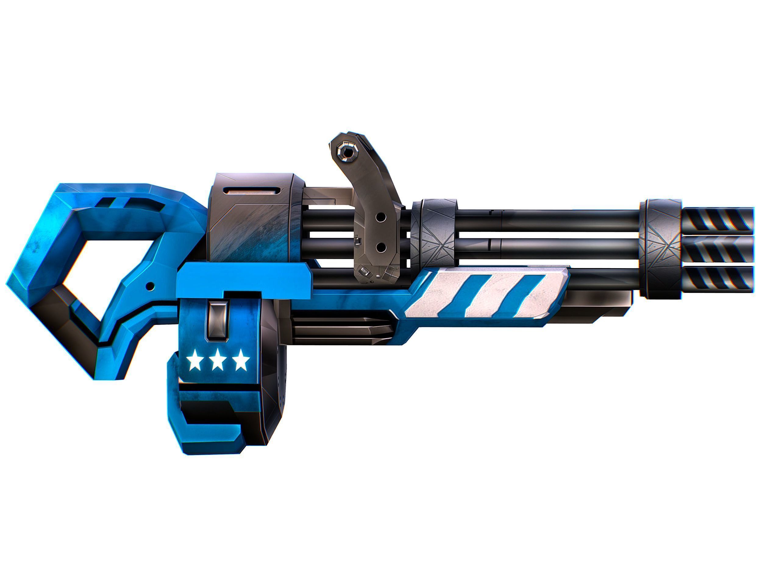 LowPoly Sci-Fi Assault Heavy Machine Gun Low-poly 3D model_15