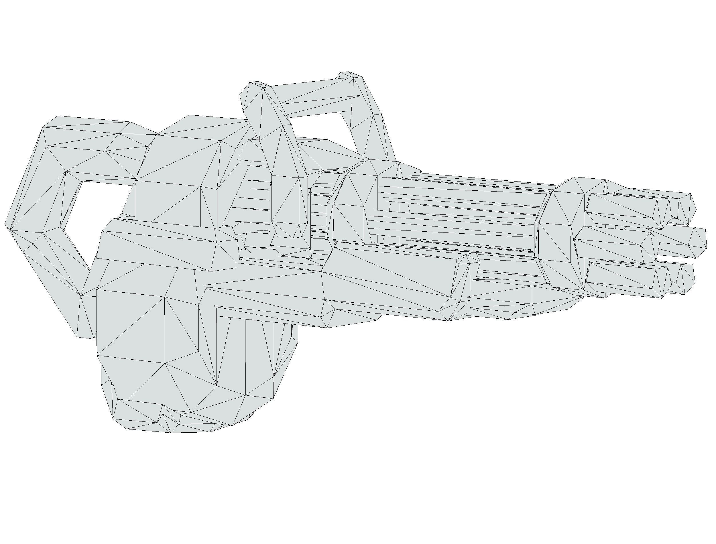 LowPoly Sci-Fi Assault Heavy Machine Gun Low-poly 3D model_32