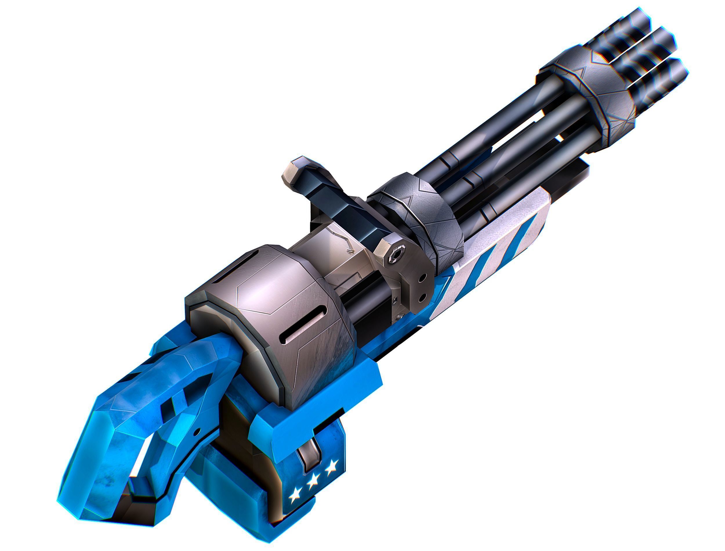 LowPoly Sci-Fi Assault Heavy Machine Gun Low-poly 3D model_22