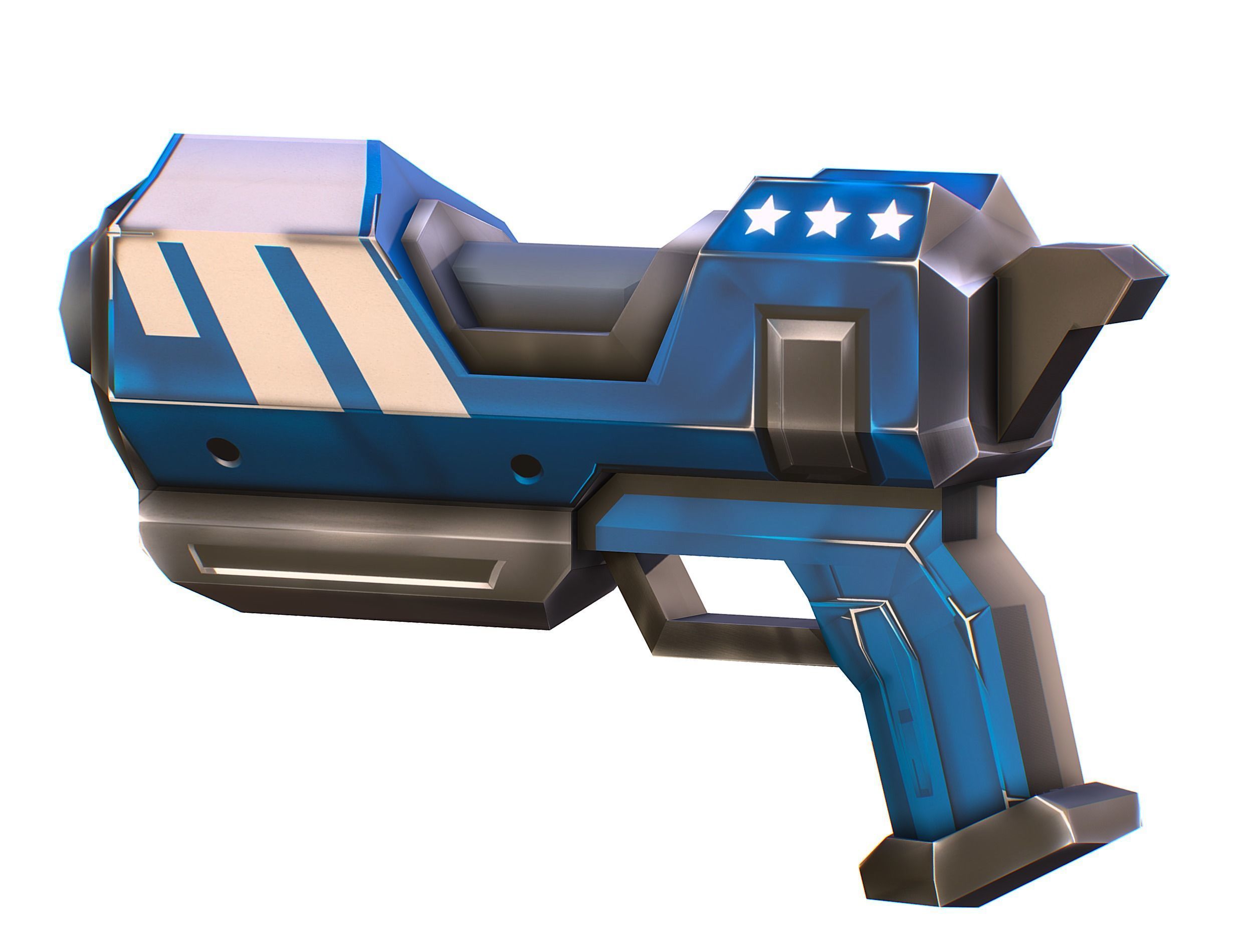 LowPoly Sci-Fi Cartoon Pistol Gun Low-poly 3D model_9