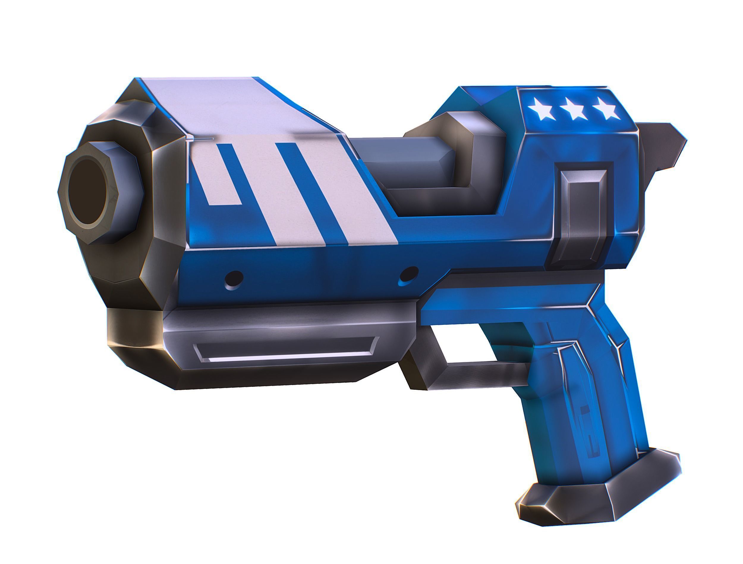 LowPoly Sci-Fi Cartoon Pistol Gun Low-poly 3D model_6