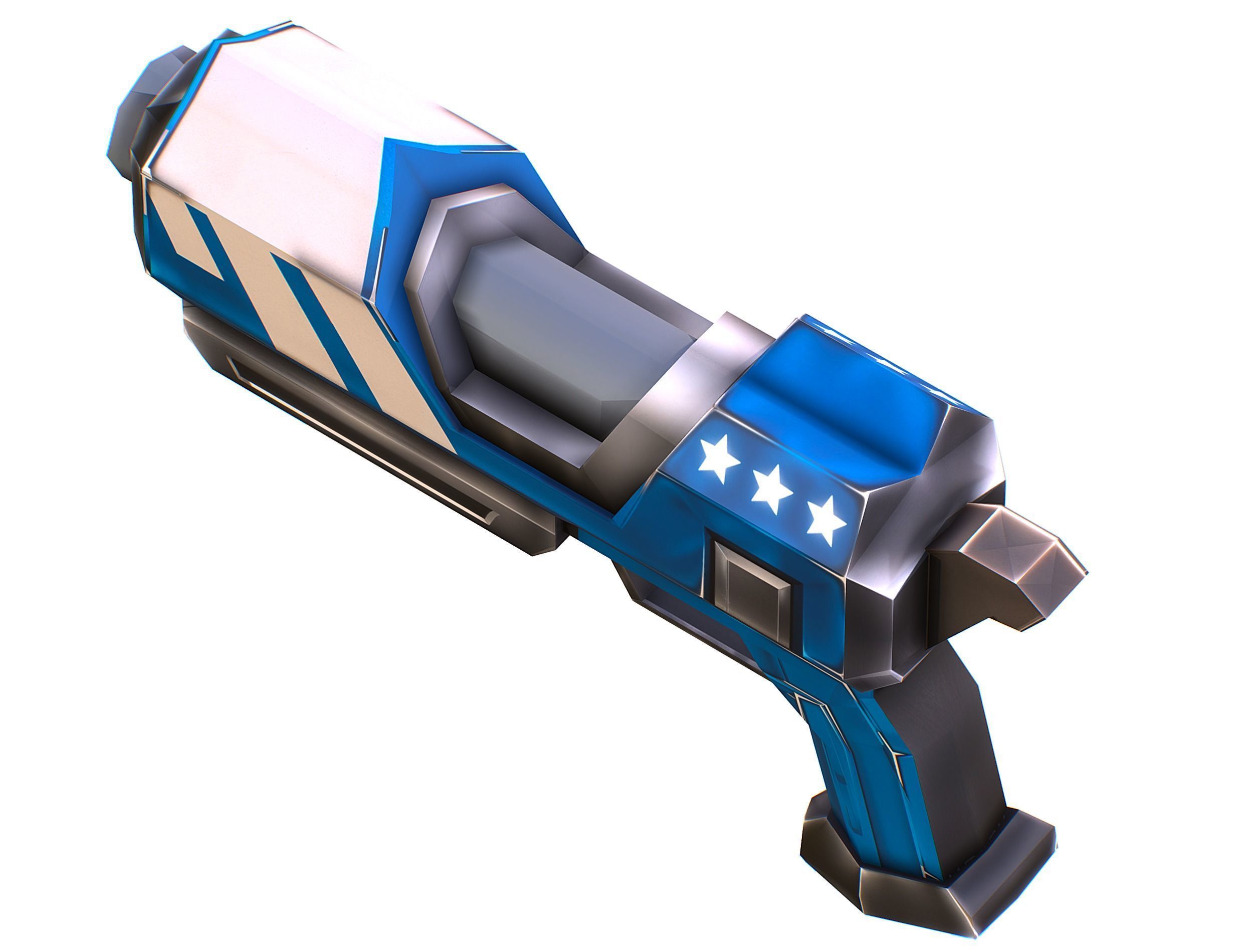 LowPoly Sci-Fi Cartoon Pistol Gun Low-poly 3D model_19