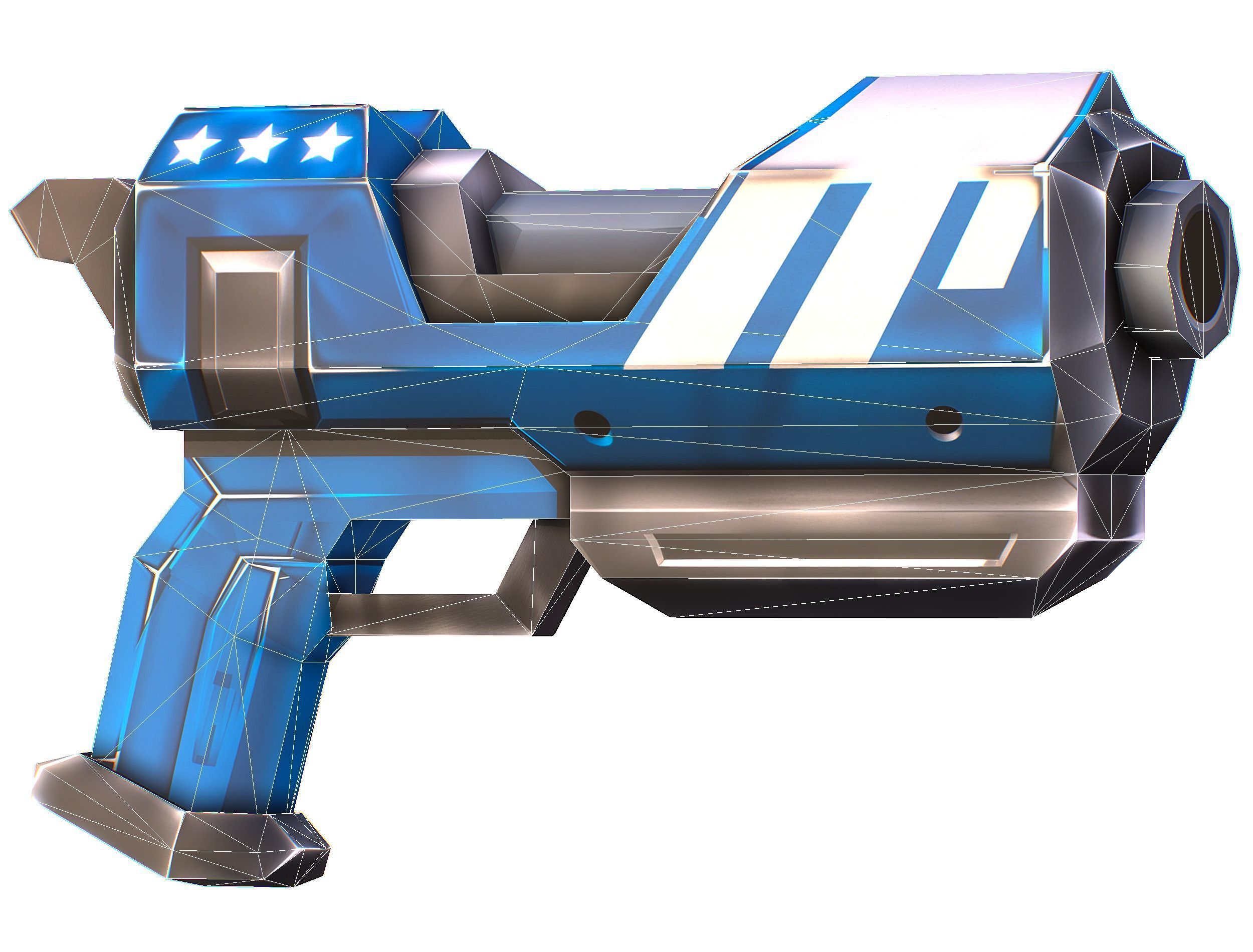 LowPoly Sci-Fi Cartoon Pistol Gun Low-poly 3D model_24