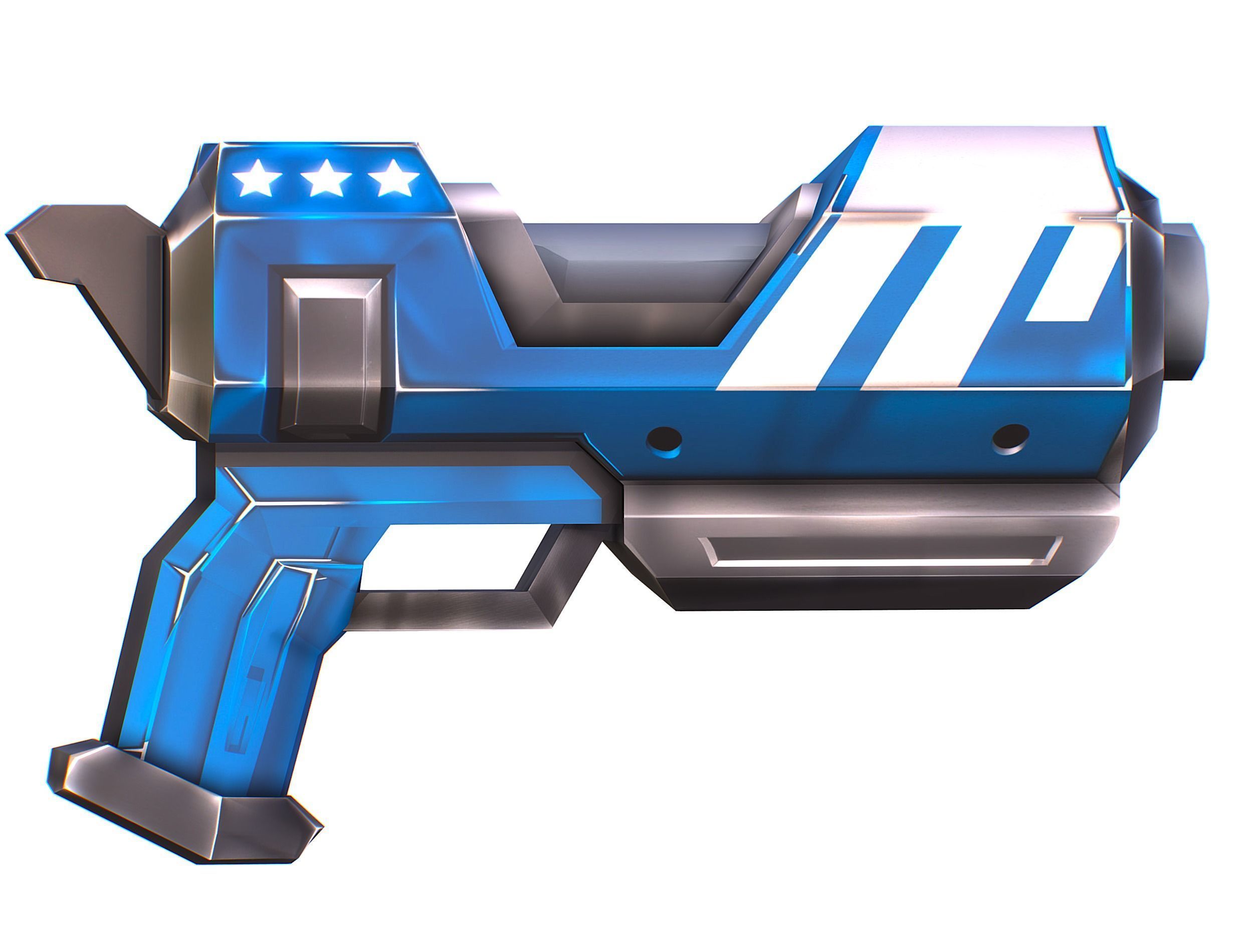 LowPoly Sci-Fi Cartoon Pistol Gun Low-poly 3D model_15