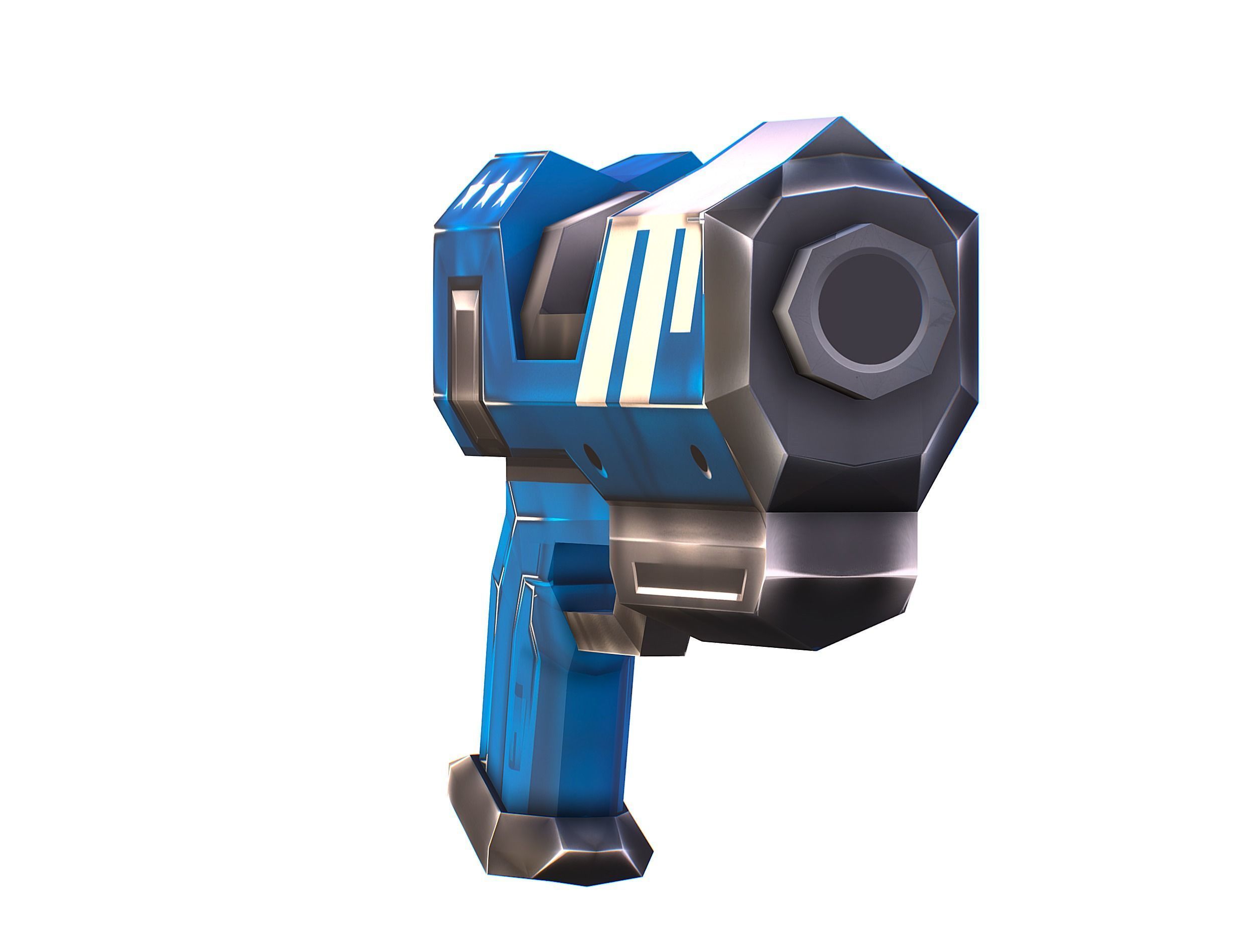 LowPoly Sci-Fi Cartoon Pistol Gun Low-poly 3D model_2