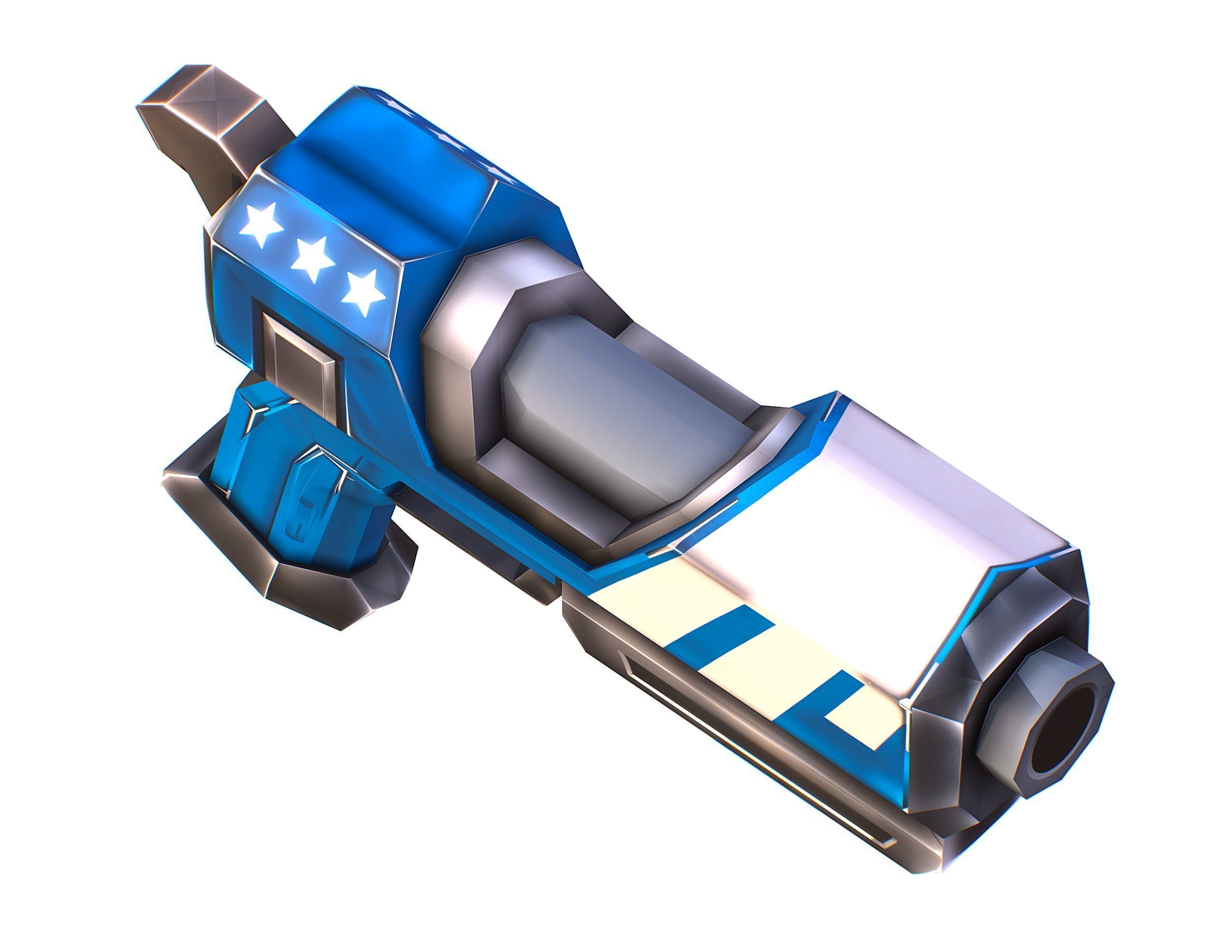 LowPoly Sci-Fi Cartoon Pistol Gun Low-poly 3D model_17