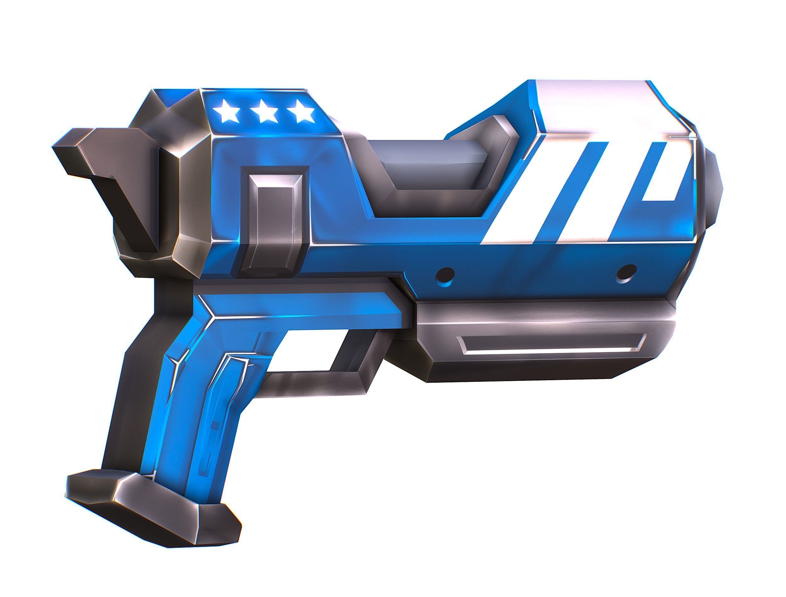 LowPoly Sci-Fi Cartoon Pistol Gun Low-poly 3D model_14
