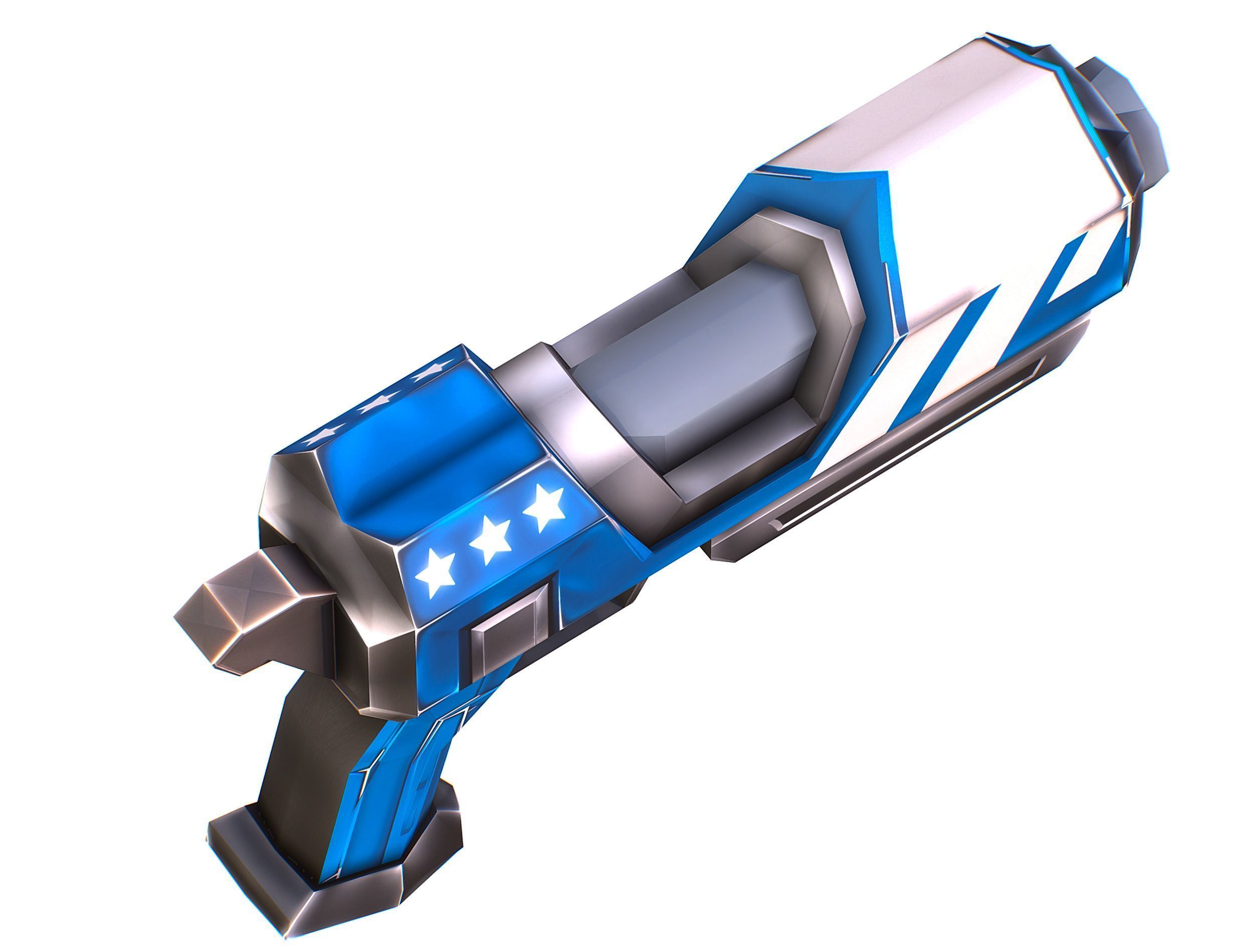 LowPoly Sci-Fi Cartoon Pistol Gun Low-poly 3D model_20