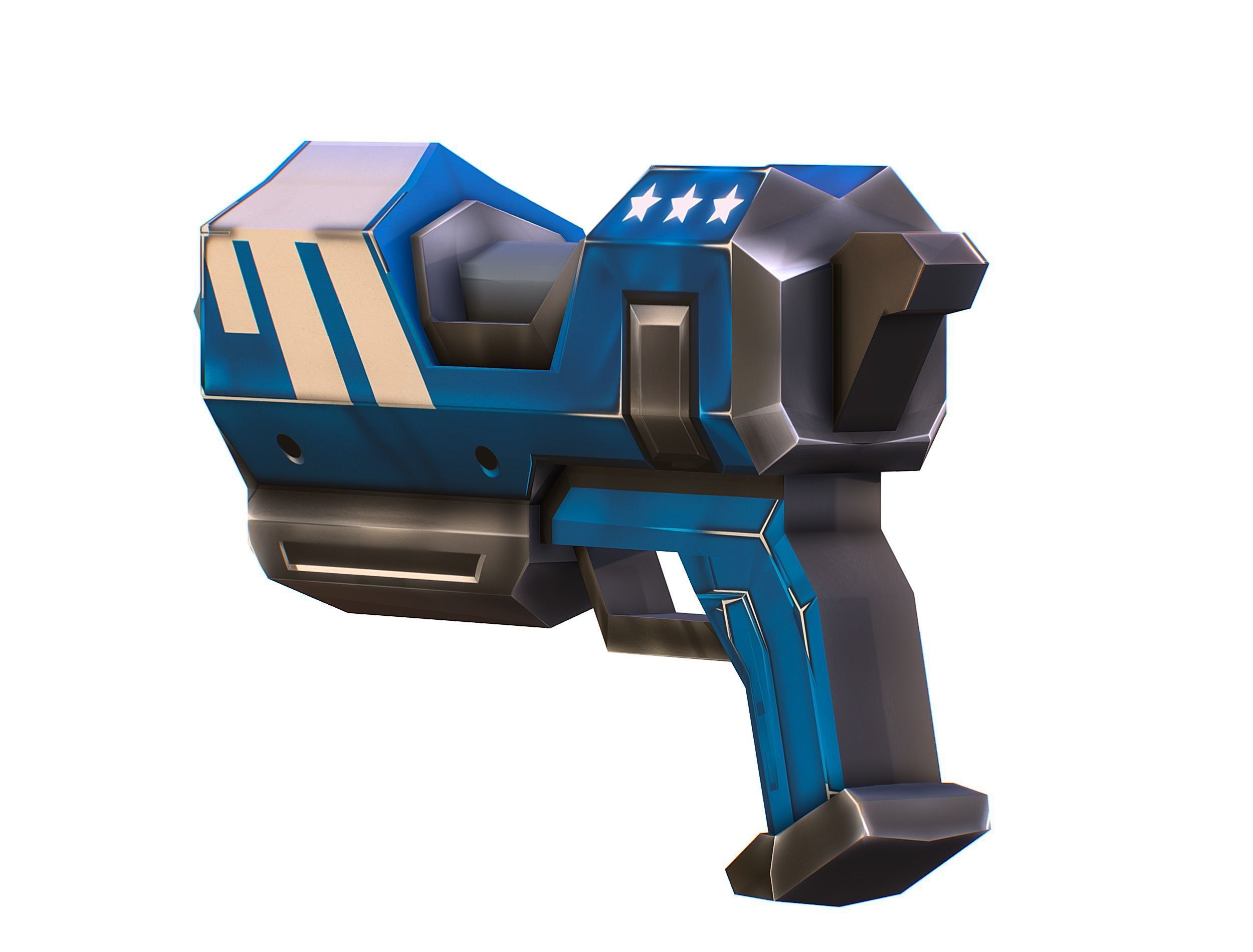 LowPoly Sci-Fi Cartoon Pistol Gun Low-poly 3D model_10