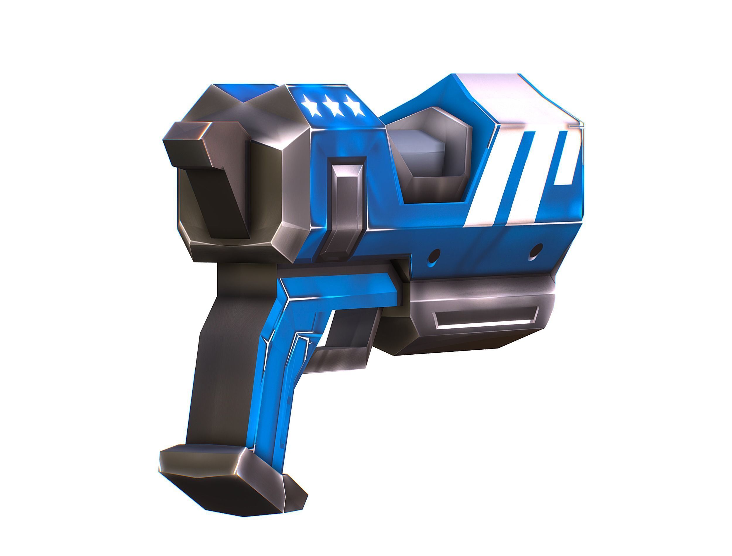LowPoly Sci-Fi Cartoon Pistol Gun Low-poly 3D model_13