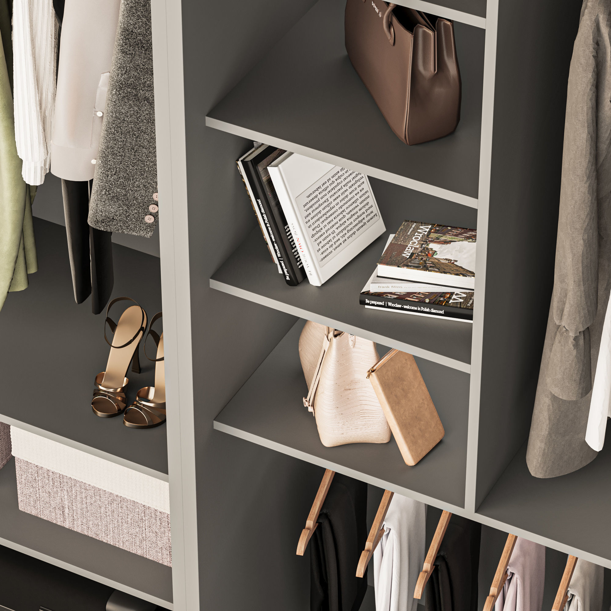 Wardrobe with clothes 3D model_4