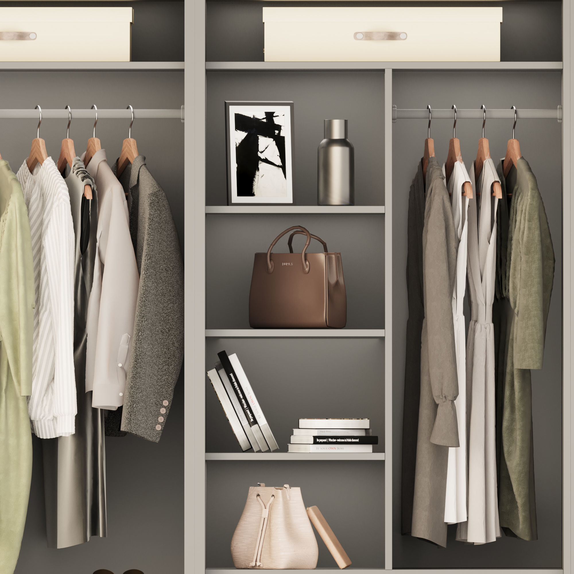 Wardrobe with clothes 3D model_2