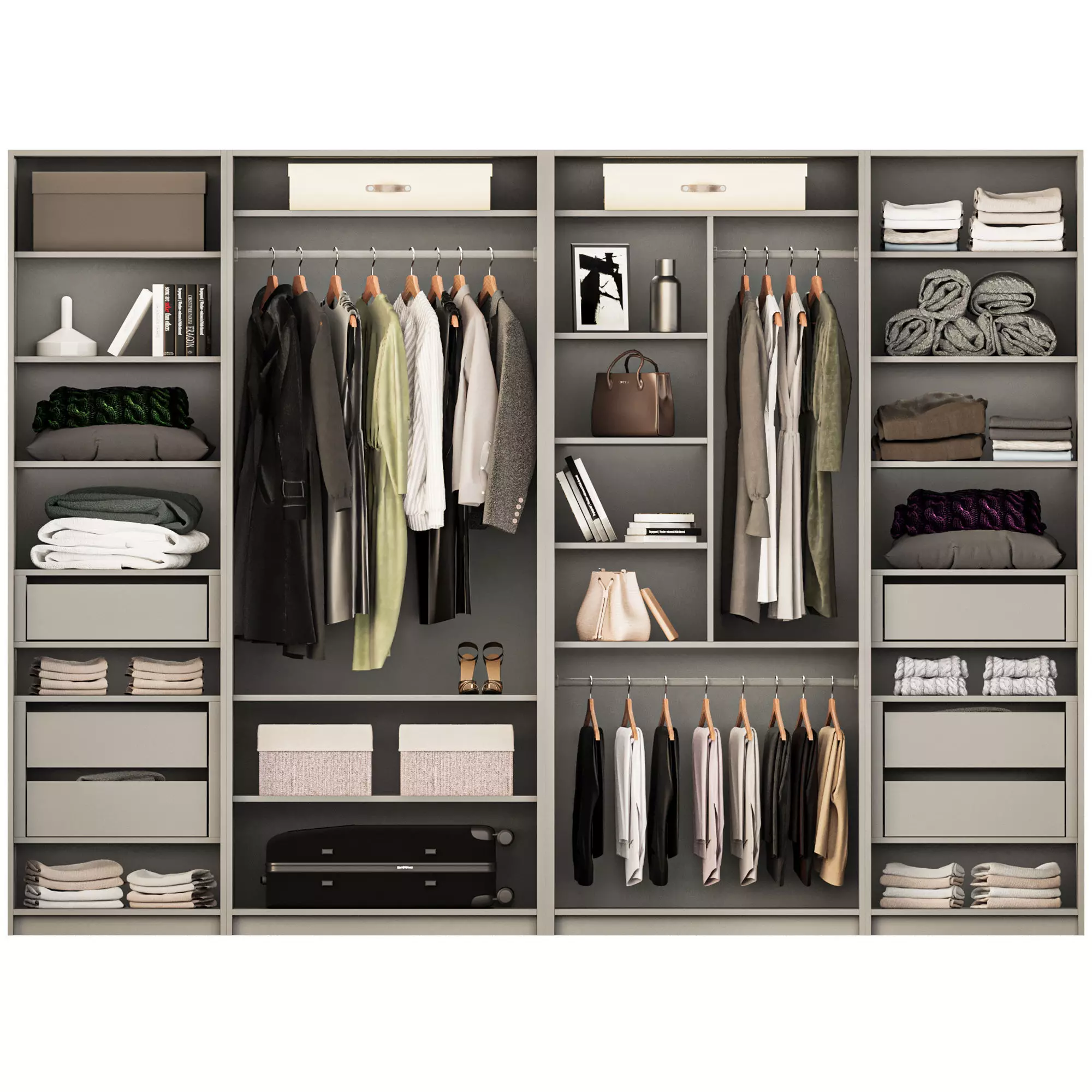Wardrobe with clothes 3D model_0