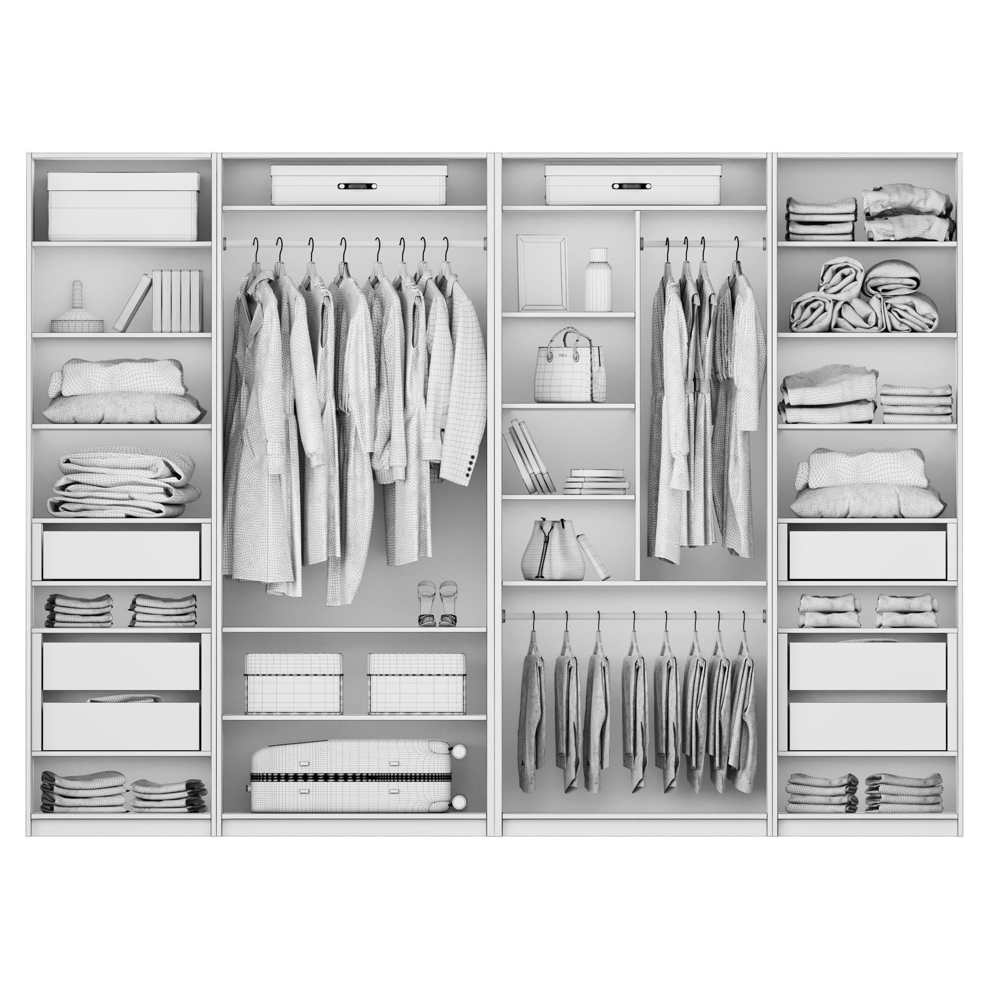 Wardrobe with clothes 3D model_1