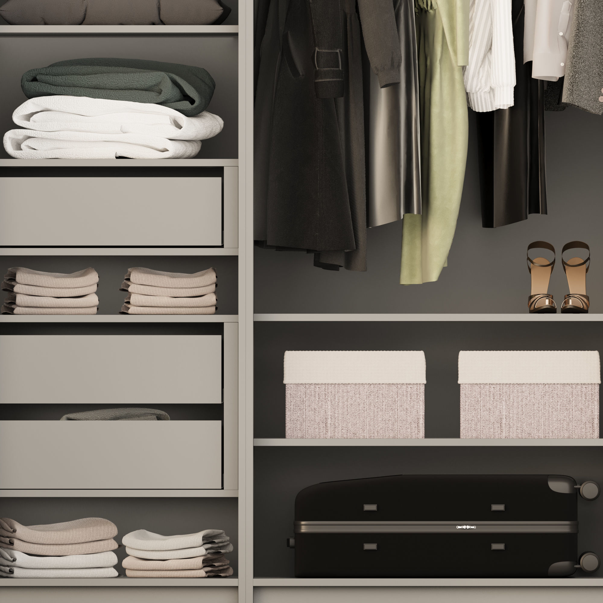 Wardrobe with clothes 3D model_3
