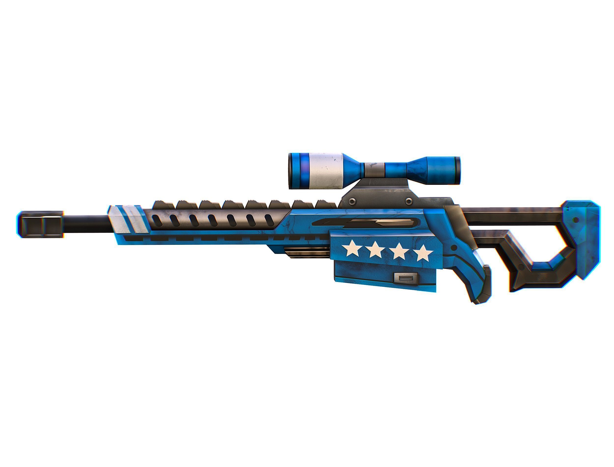 LowPoly Cartoon Sci-Fi Sniper Rifle Future Low-poly 3D model_10