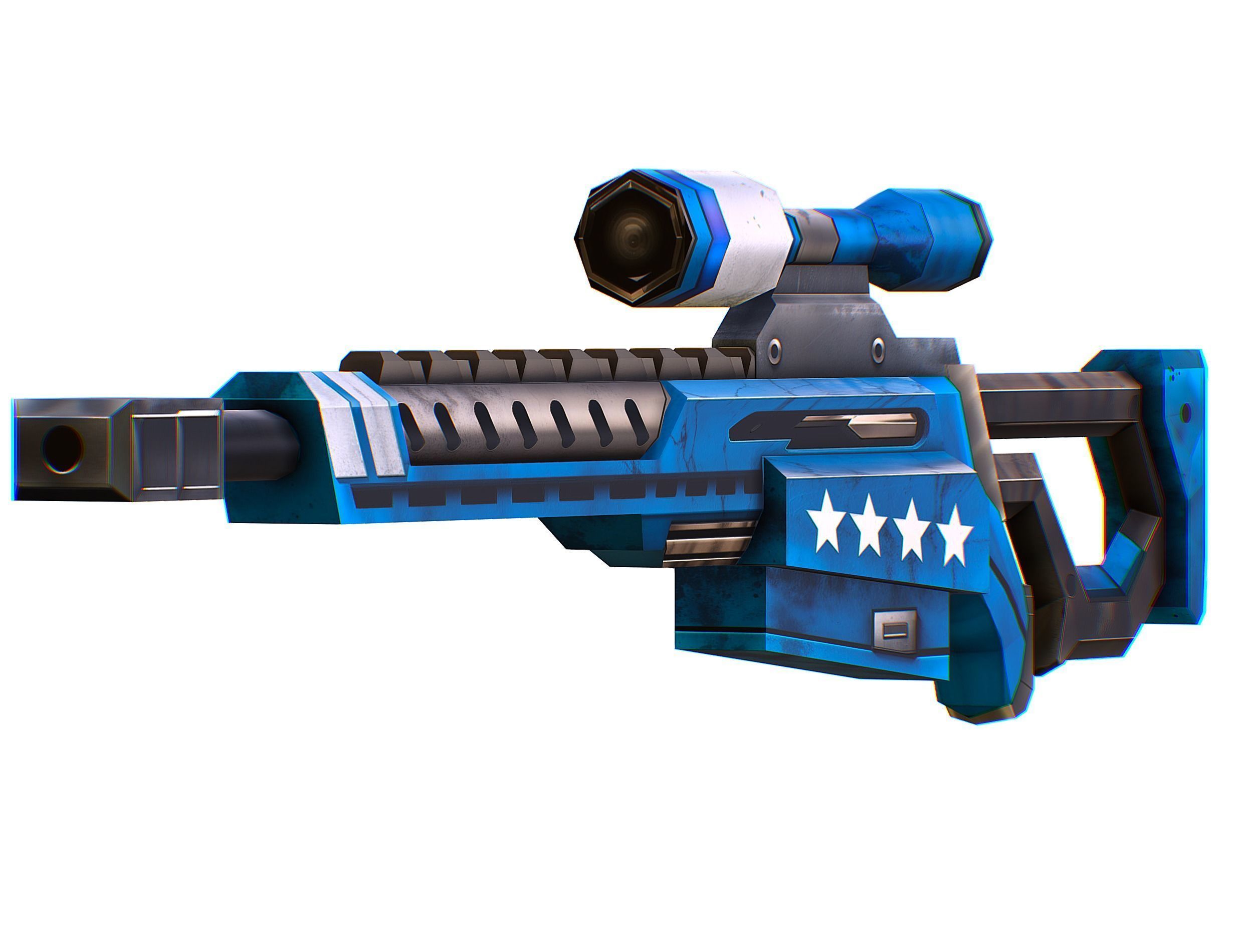 LowPoly Cartoon Sci-Fi Sniper Rifle Future Low-poly 3D model_7