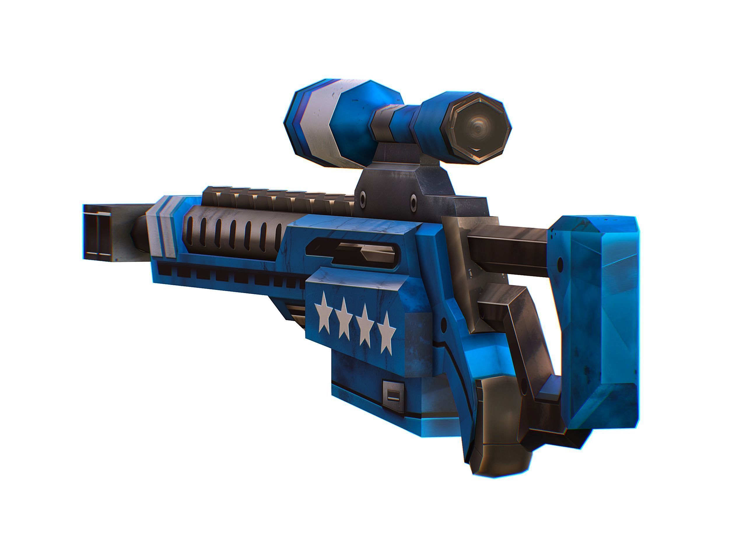 LowPoly Cartoon Sci-Fi Sniper Rifle Future Low-poly 3D model_13