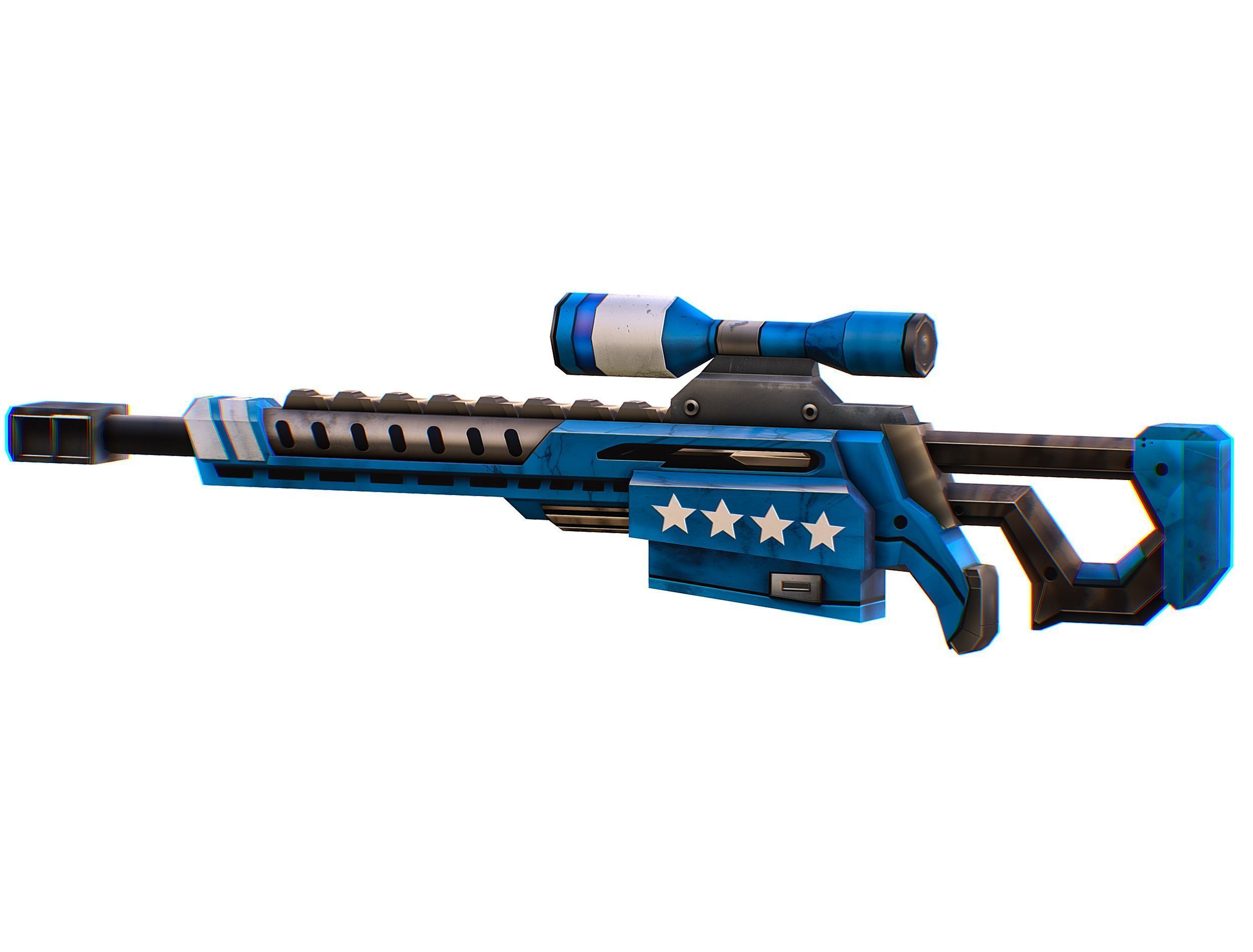 LowPoly Cartoon Sci-Fi Sniper Rifle Future Low-poly 3D model_11