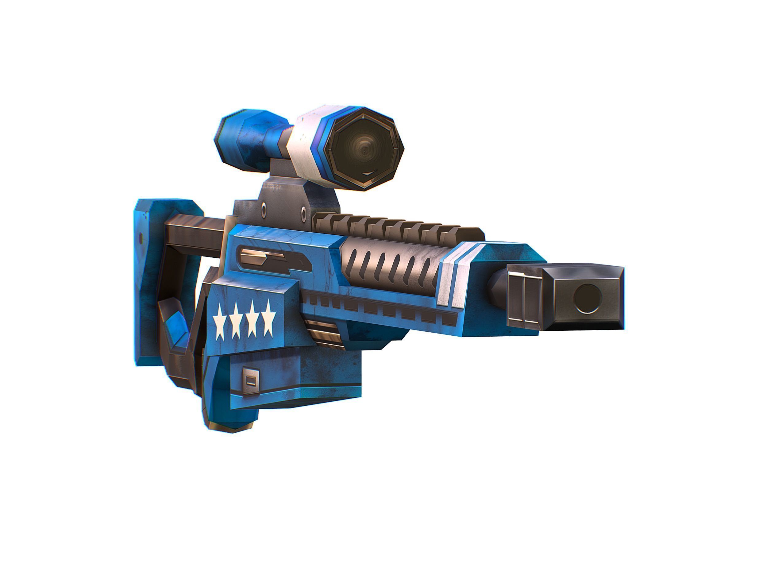 LowPoly Cartoon Sci-Fi Sniper Rifle Future Low-poly 3D model_3