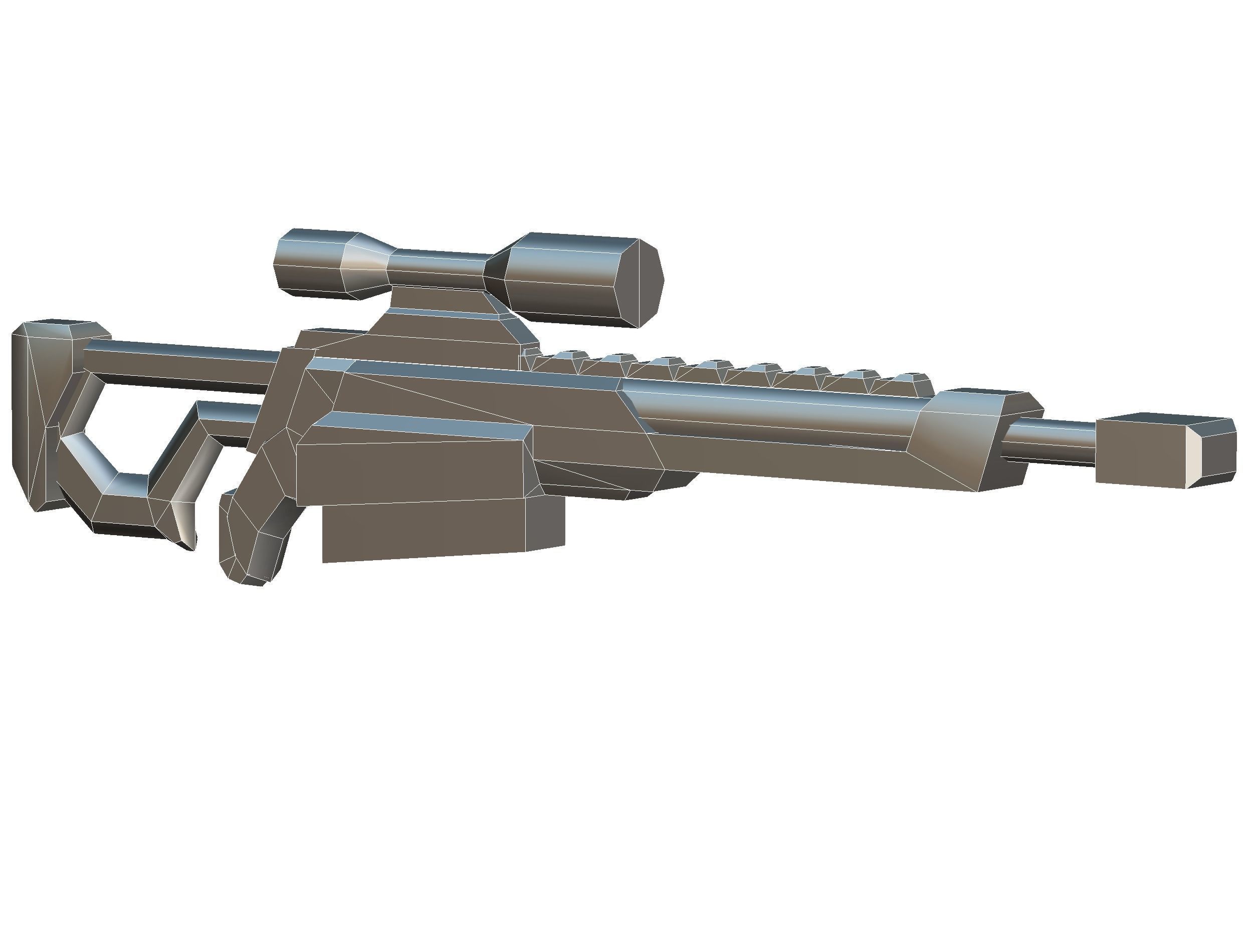 LowPoly Cartoon Sci-Fi Sniper Rifle Future Low-poly 3D model_32