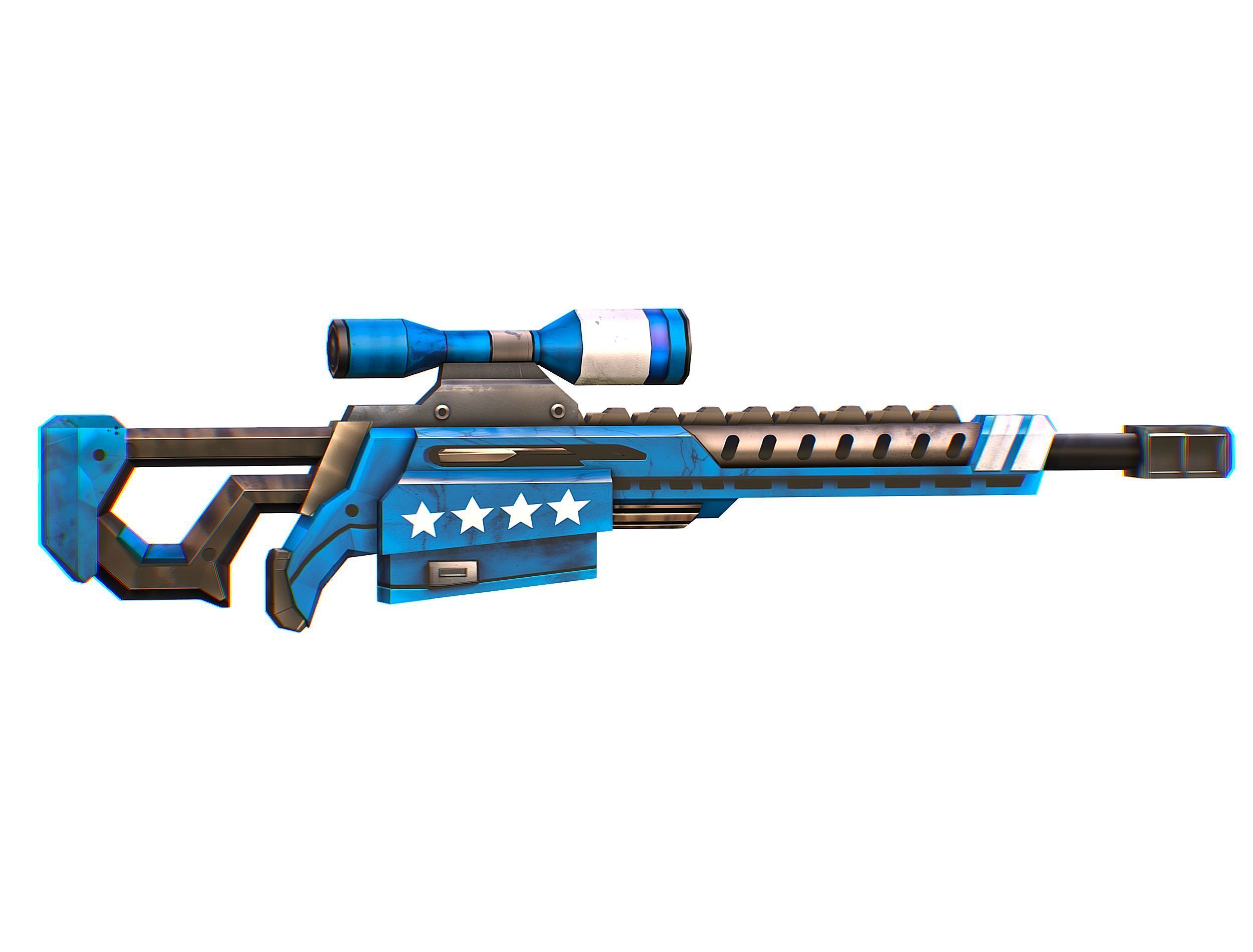 LowPoly Cartoon Sci-Fi Sniper Rifle Future Low-poly 3D model_19