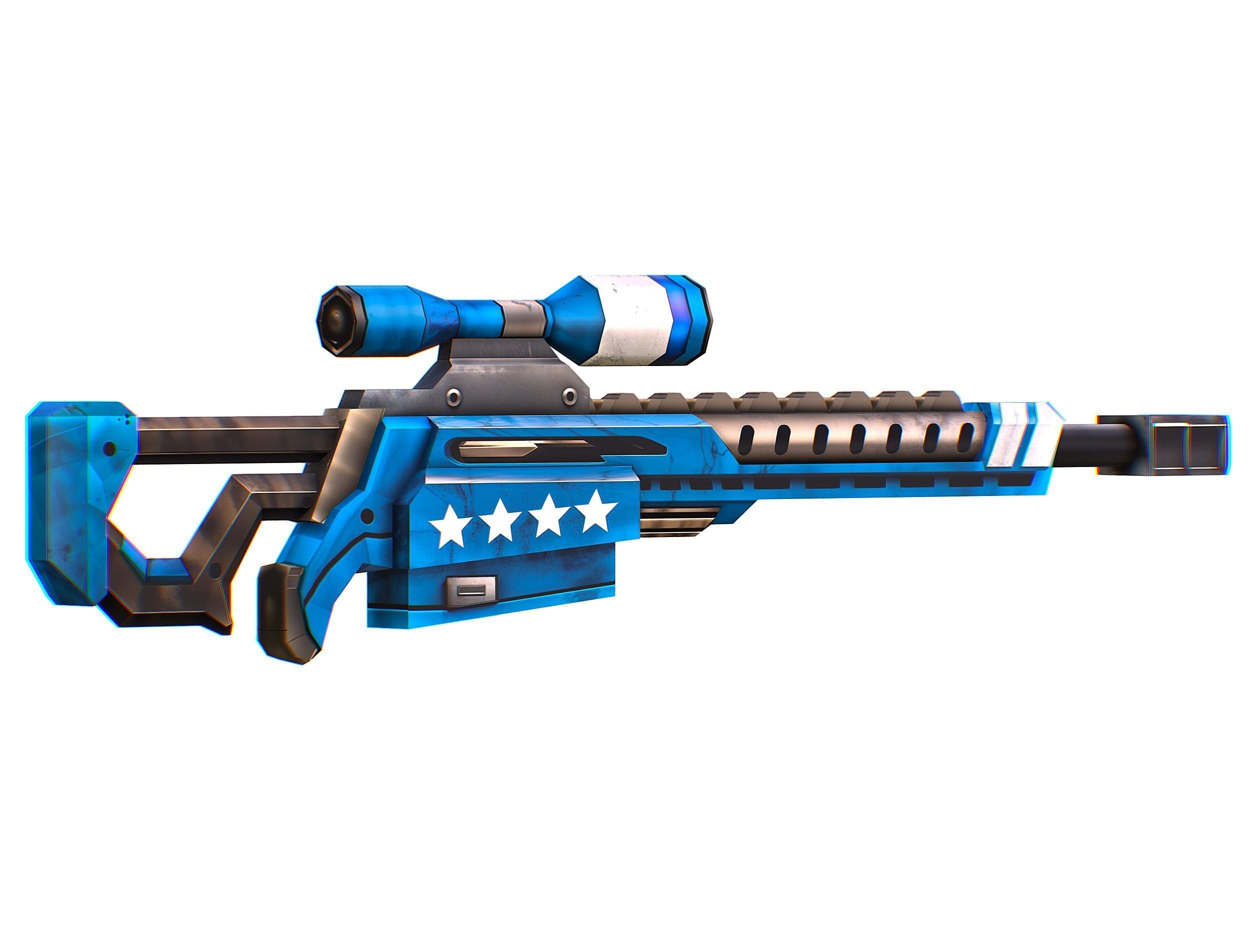 LowPoly Cartoon Sci-Fi Sniper Rifle Future Low-poly 3D model_18