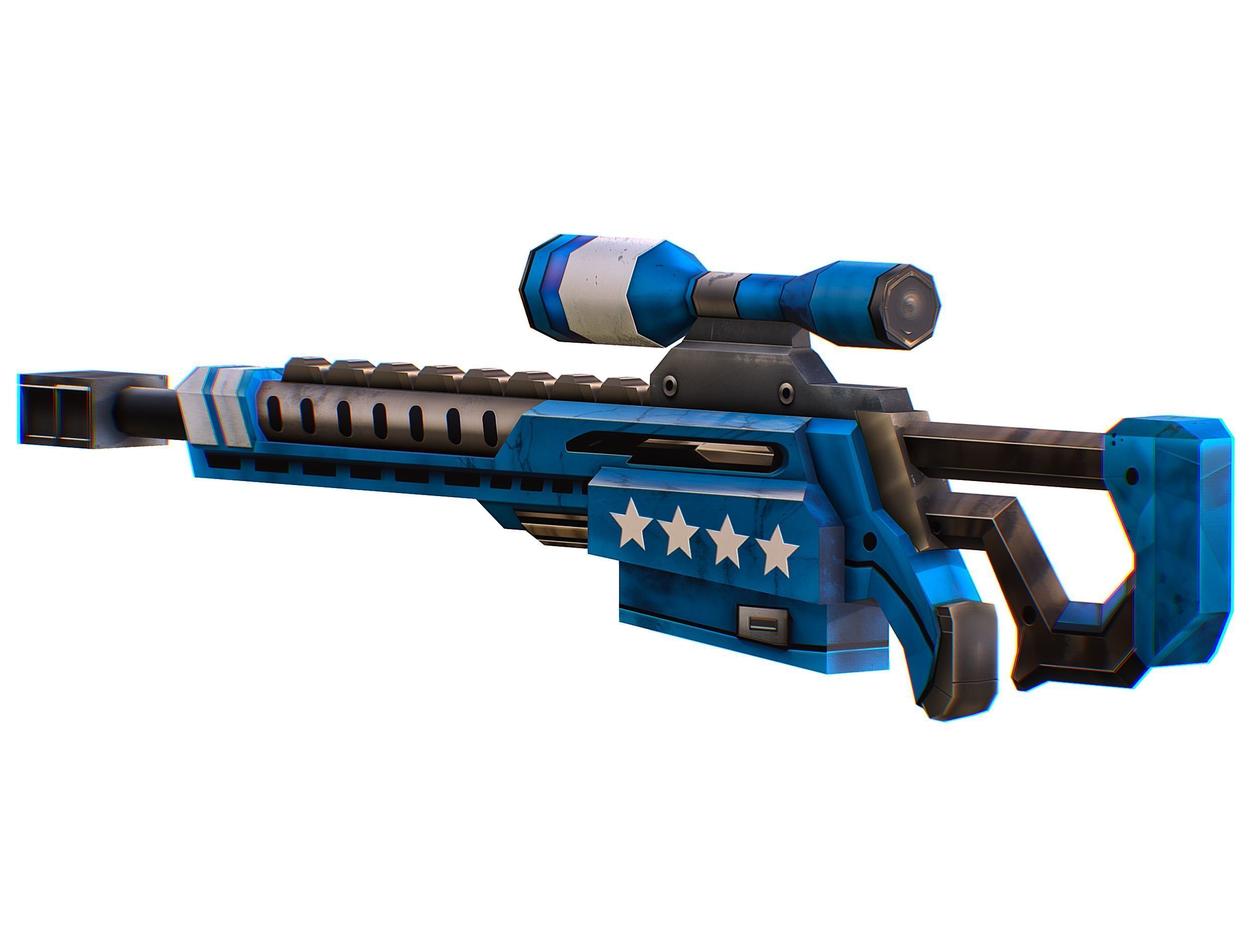 LowPoly Cartoon Sci-Fi Sniper Rifle Future Low-poly 3D model_12