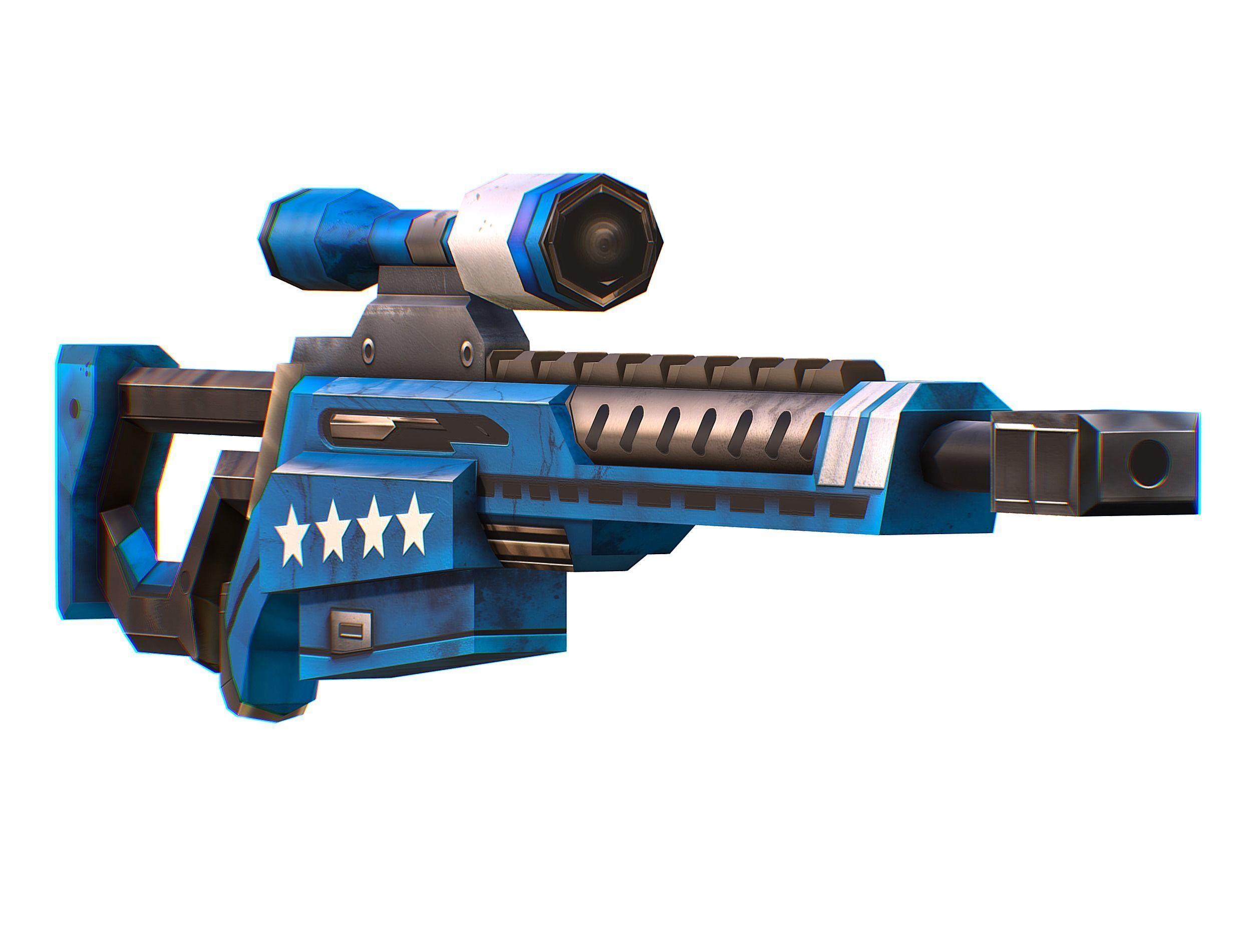 LowPoly Cartoon Sci-Fi Sniper Rifle Future Low-poly 3D model_2