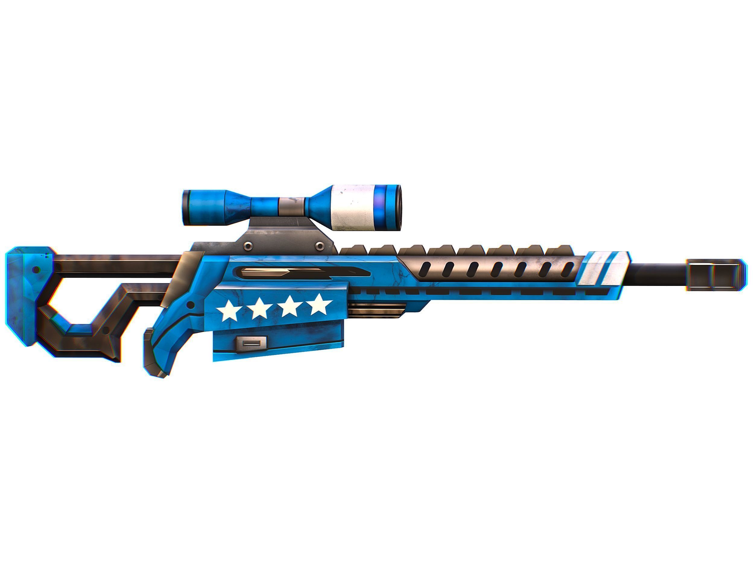 LowPoly Cartoon Sci-Fi Sniper Rifle Future Low-poly 3D model_20