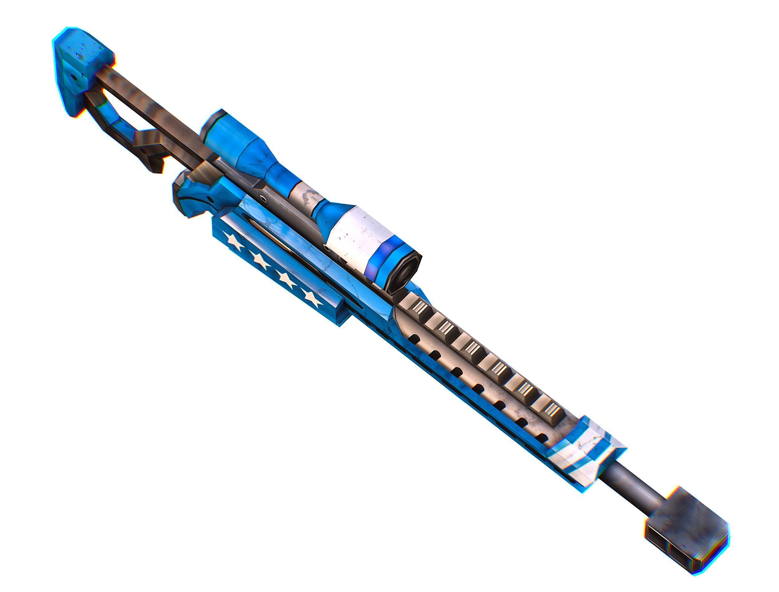 LowPoly Cartoon Sci-Fi Sniper Rifle Future Low-poly 3D model_22