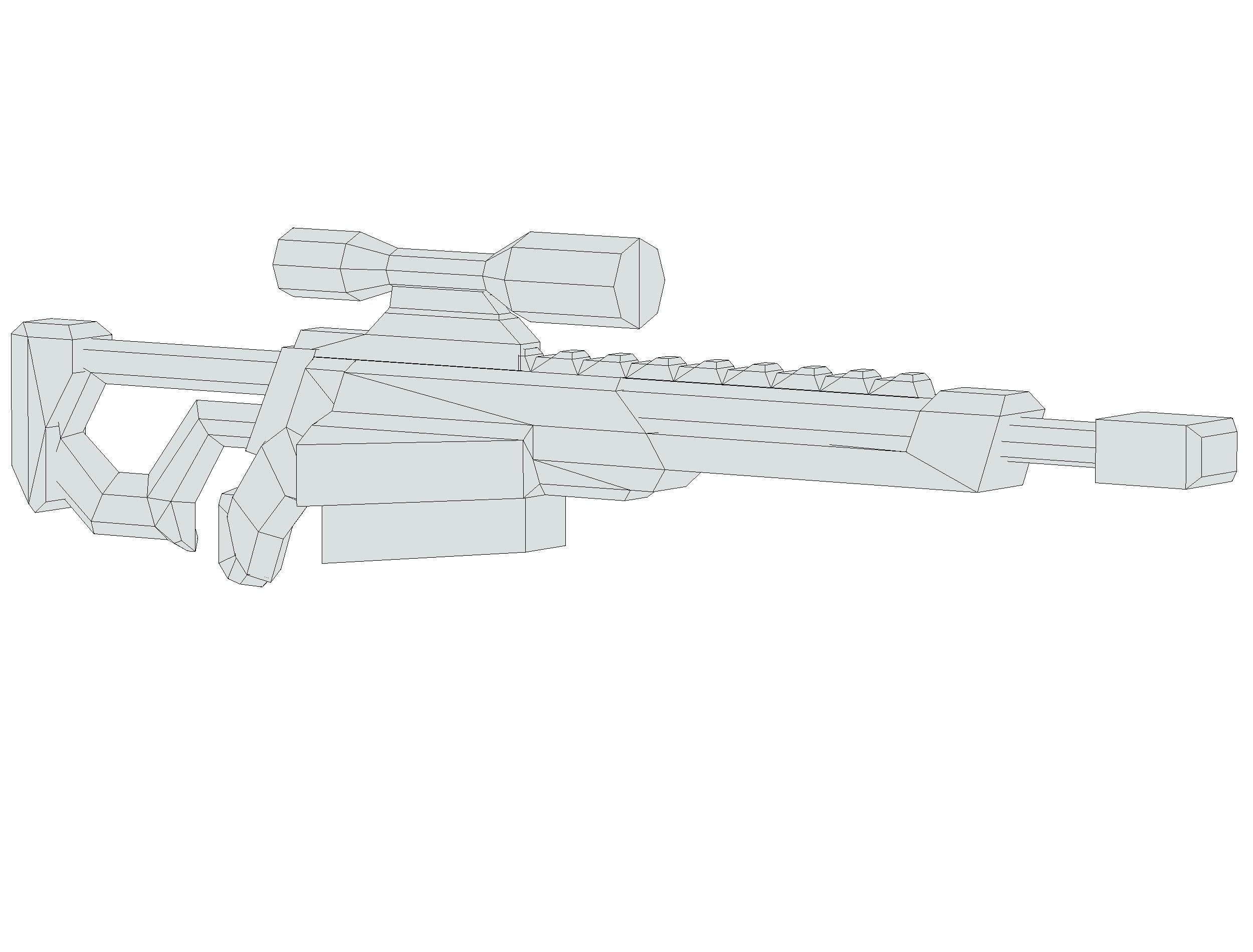 LowPoly Cartoon Sci-Fi Sniper Rifle Future Low-poly 3D model_34