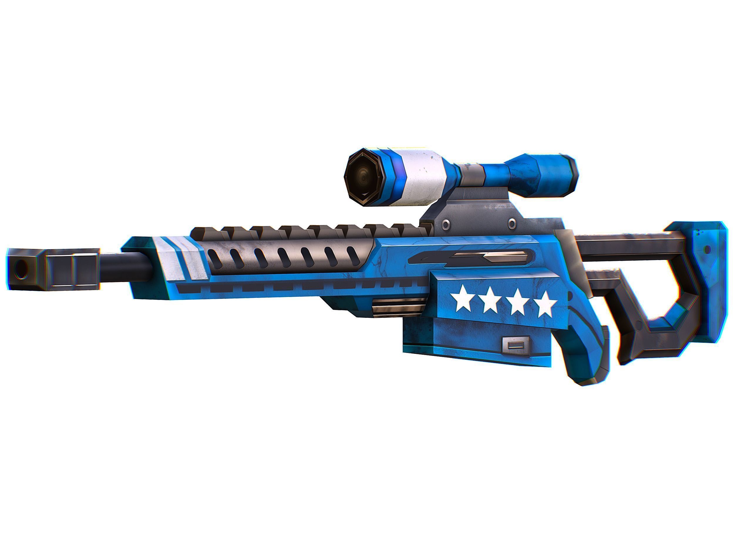 LowPoly Cartoon Sci-Fi Sniper Rifle Future Low-poly 3D model_8