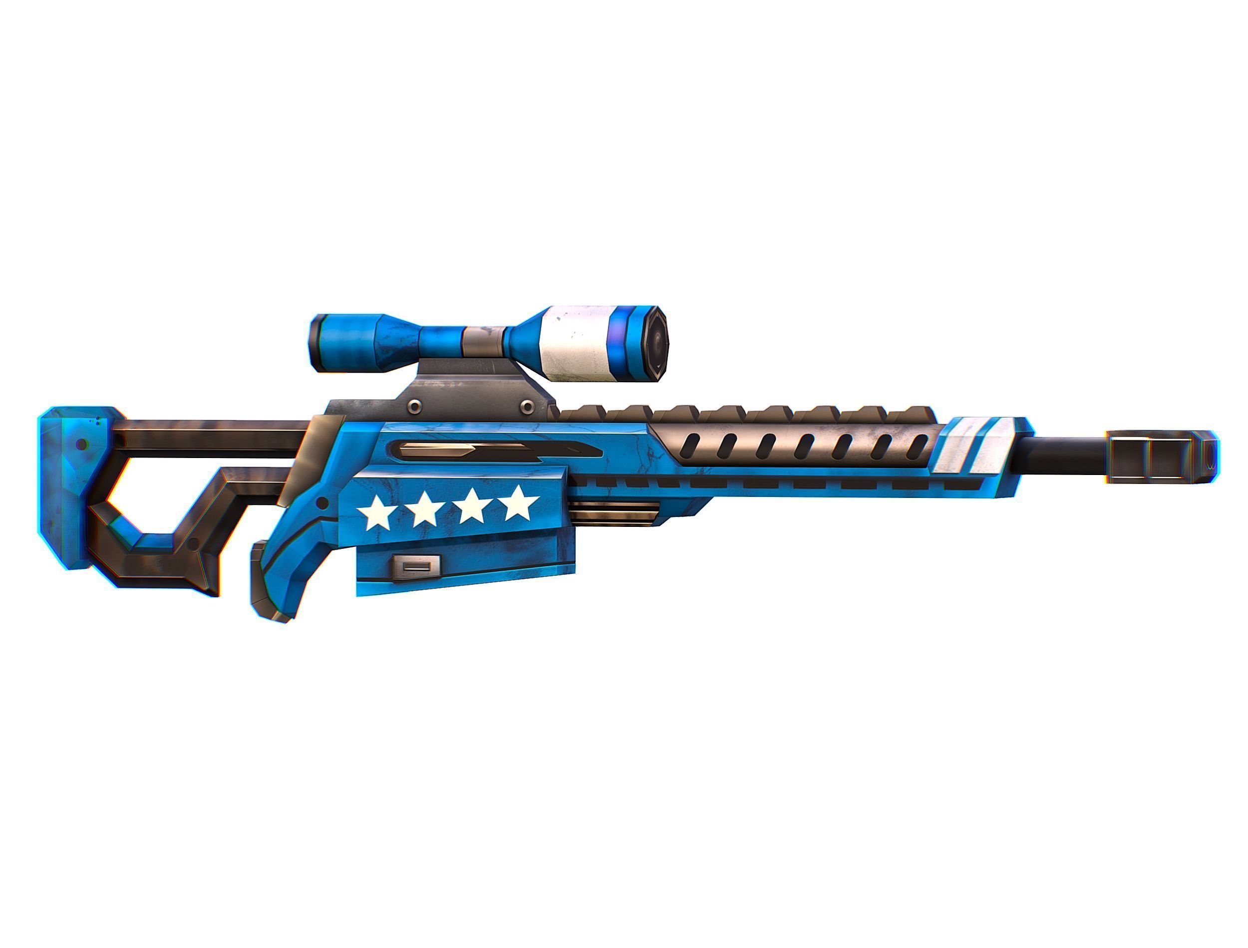 LowPoly Cartoon Sci-Fi Sniper Rifle Future Low-poly 3D model_21