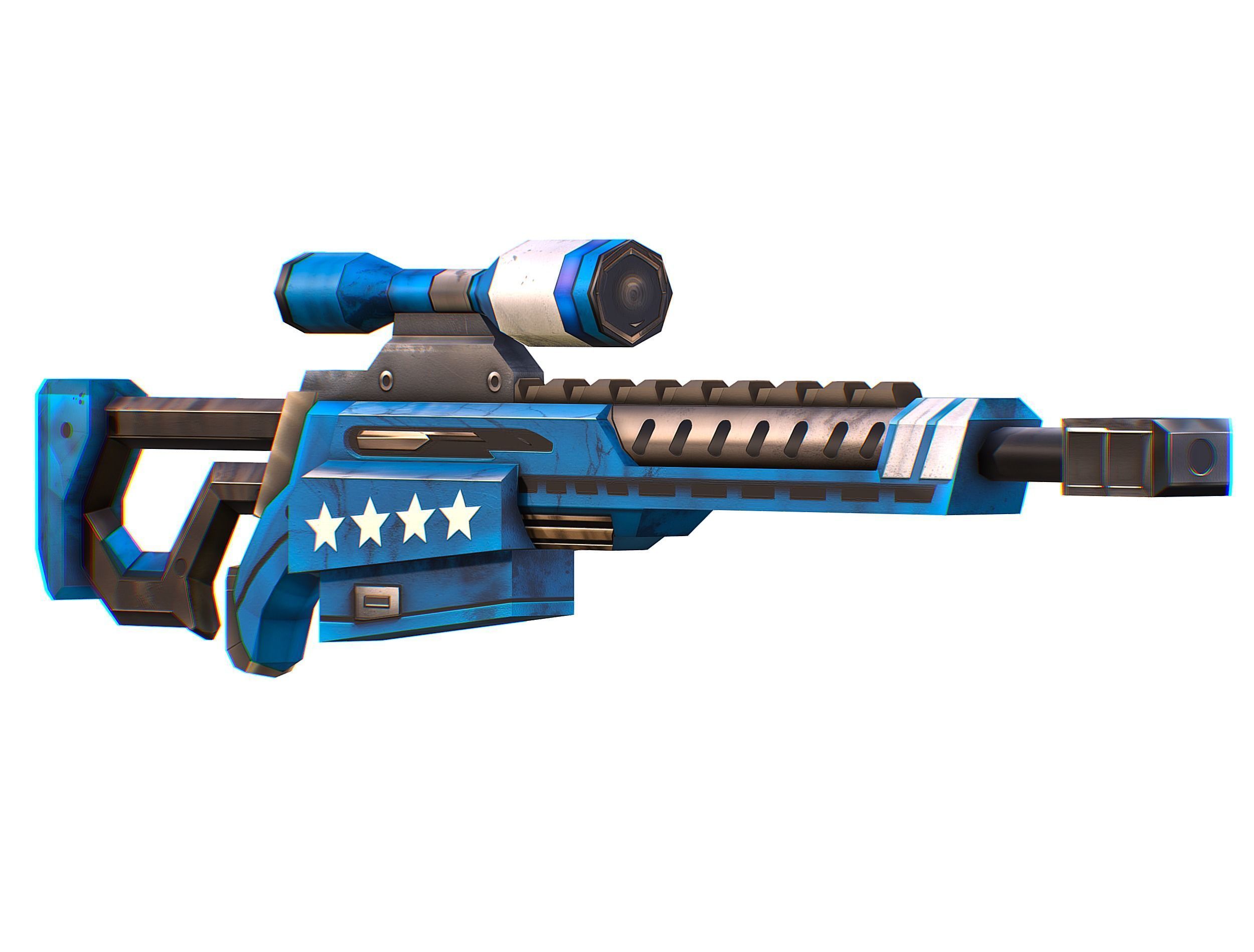 LowPoly Cartoon Sci-Fi Sniper Rifle Future Low-poly 3D model_1