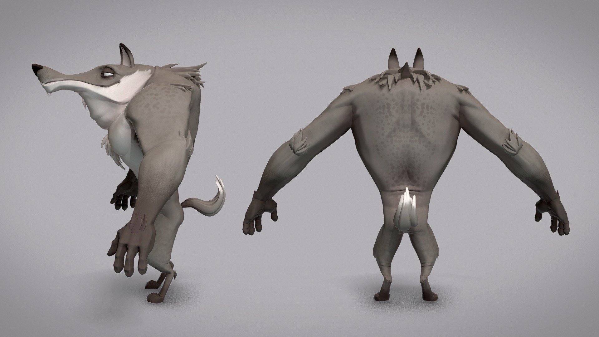 Cartoon creature werewolf base mesh Low-poly 3D model_3