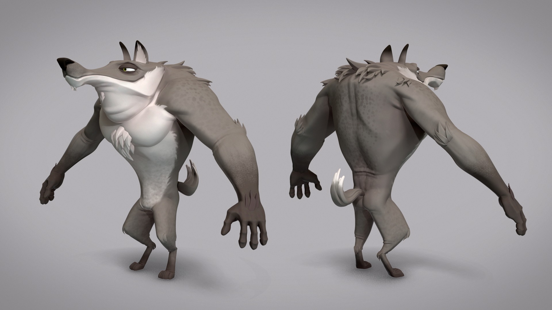 Cartoon creature werewolf base mesh Low-poly 3D model_2