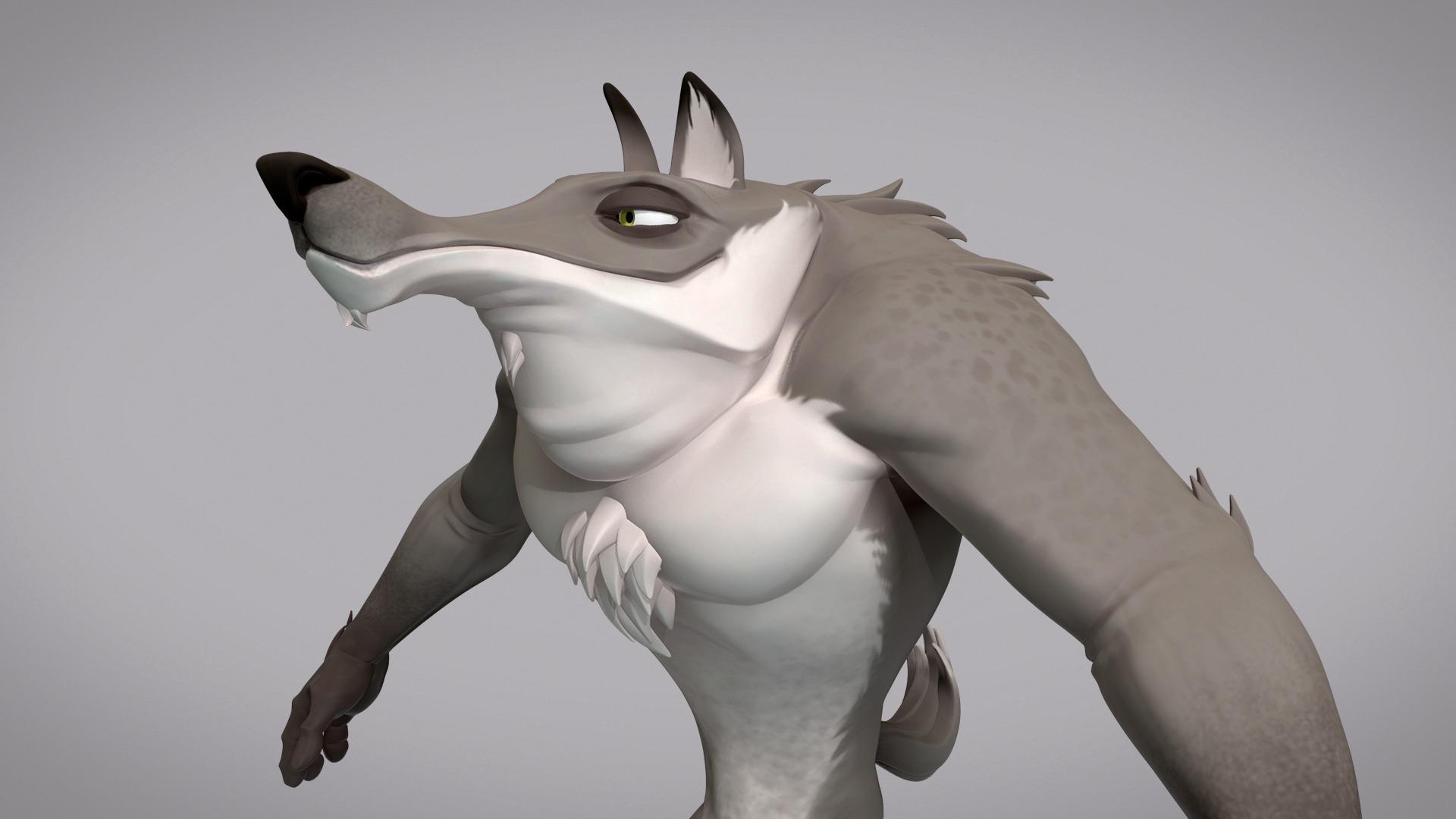 Cartoon creature werewolf base mesh Low-poly 3D model_5