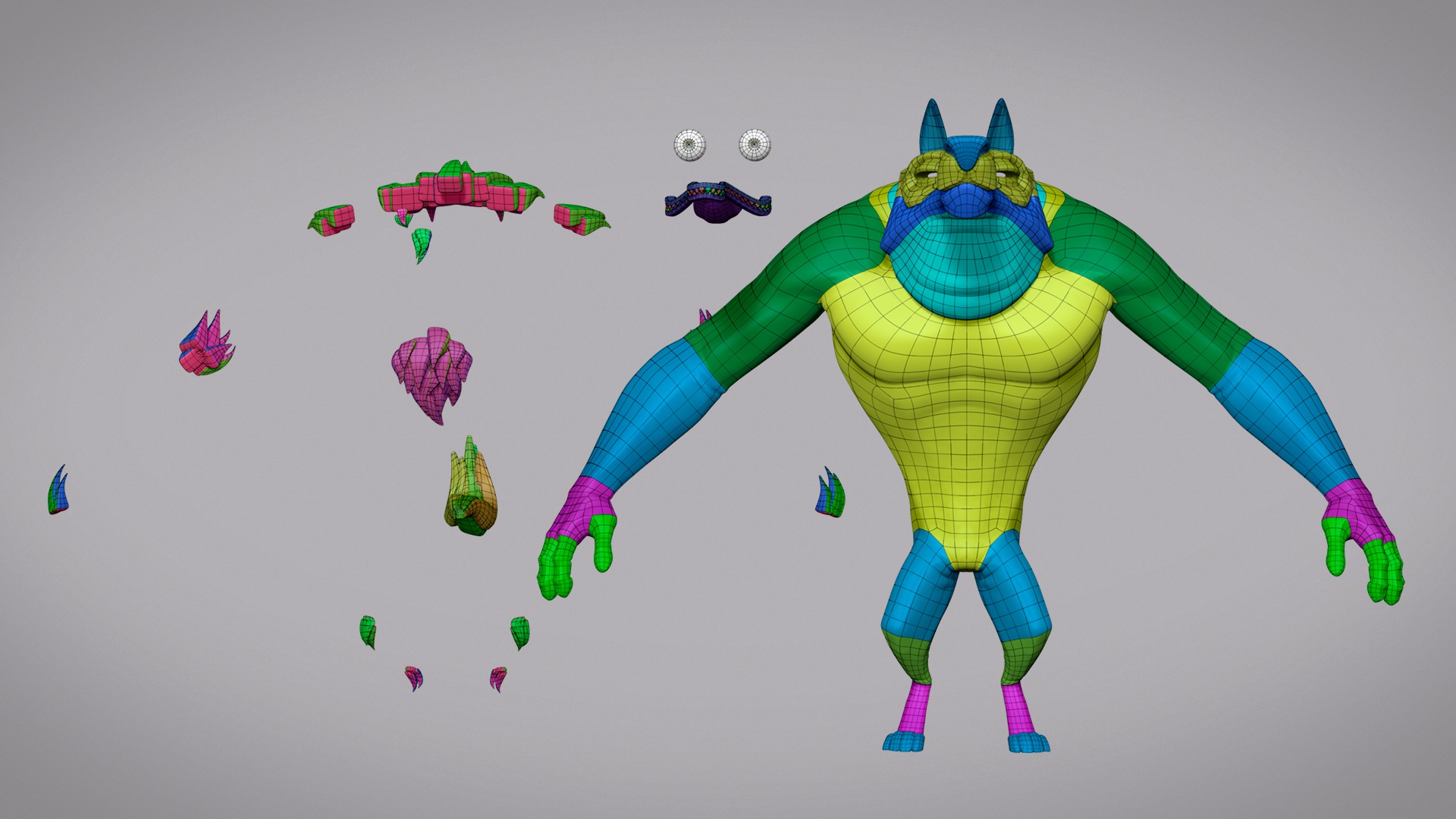 Cartoon creature werewolf base mesh Low-poly 3D model_10