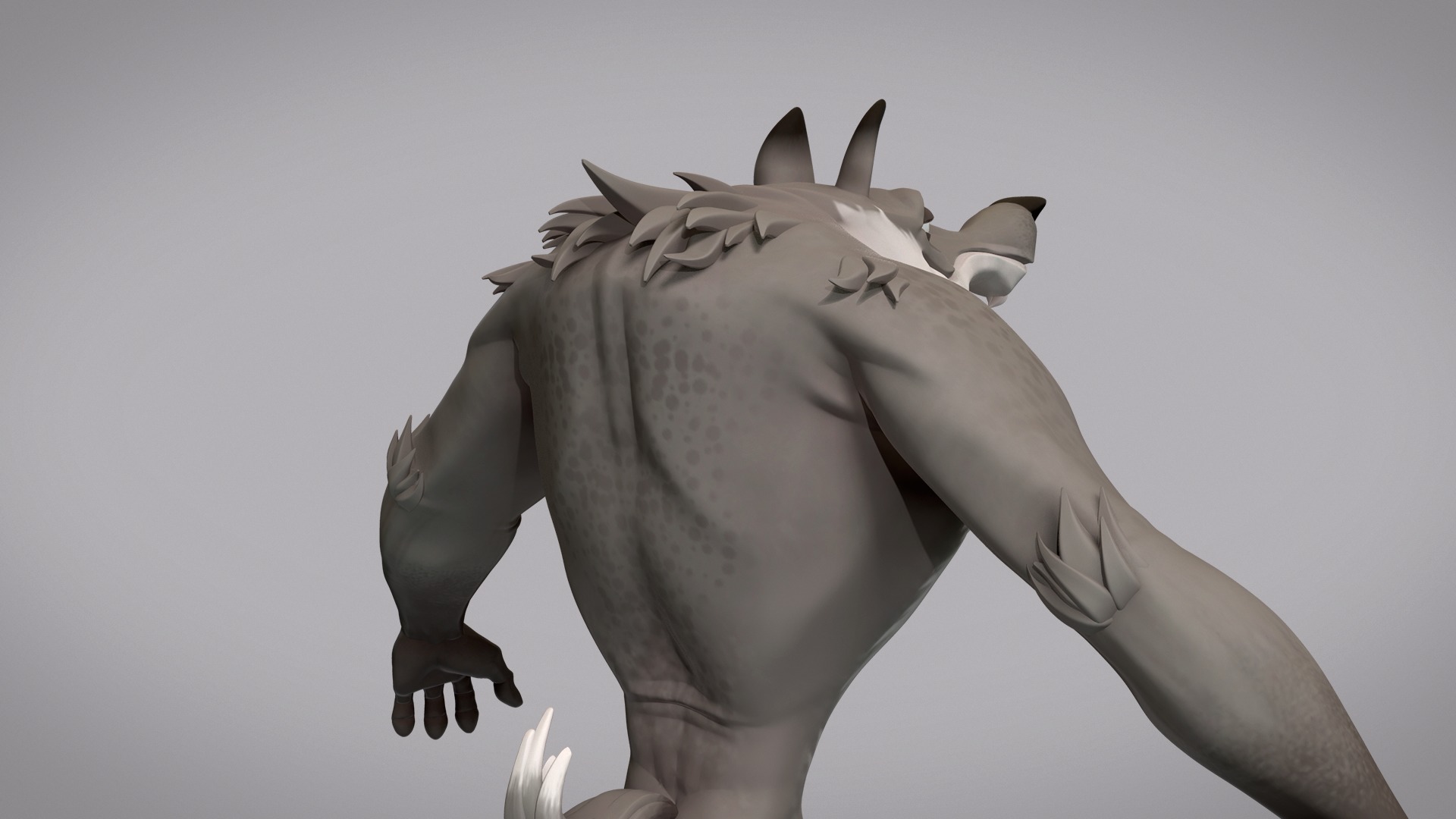 Cartoon creature werewolf base mesh Low-poly 3D model_6