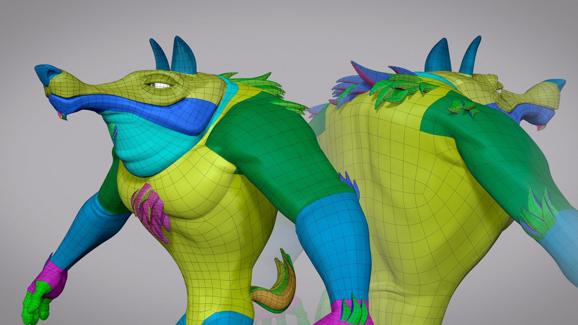 Cartoon creature werewolf base mesh Low-poly 3D model_7