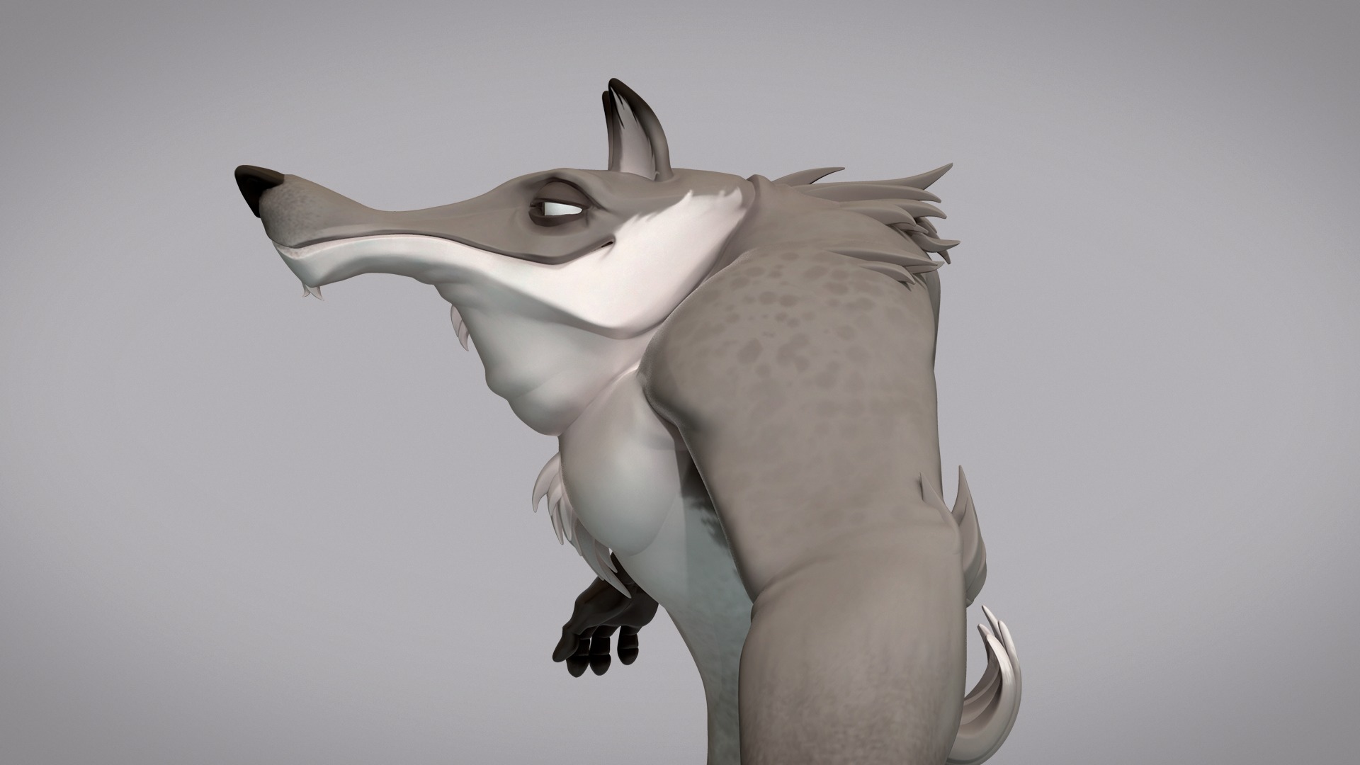 Cartoon creature werewolf base mesh Low-poly 3D model_4