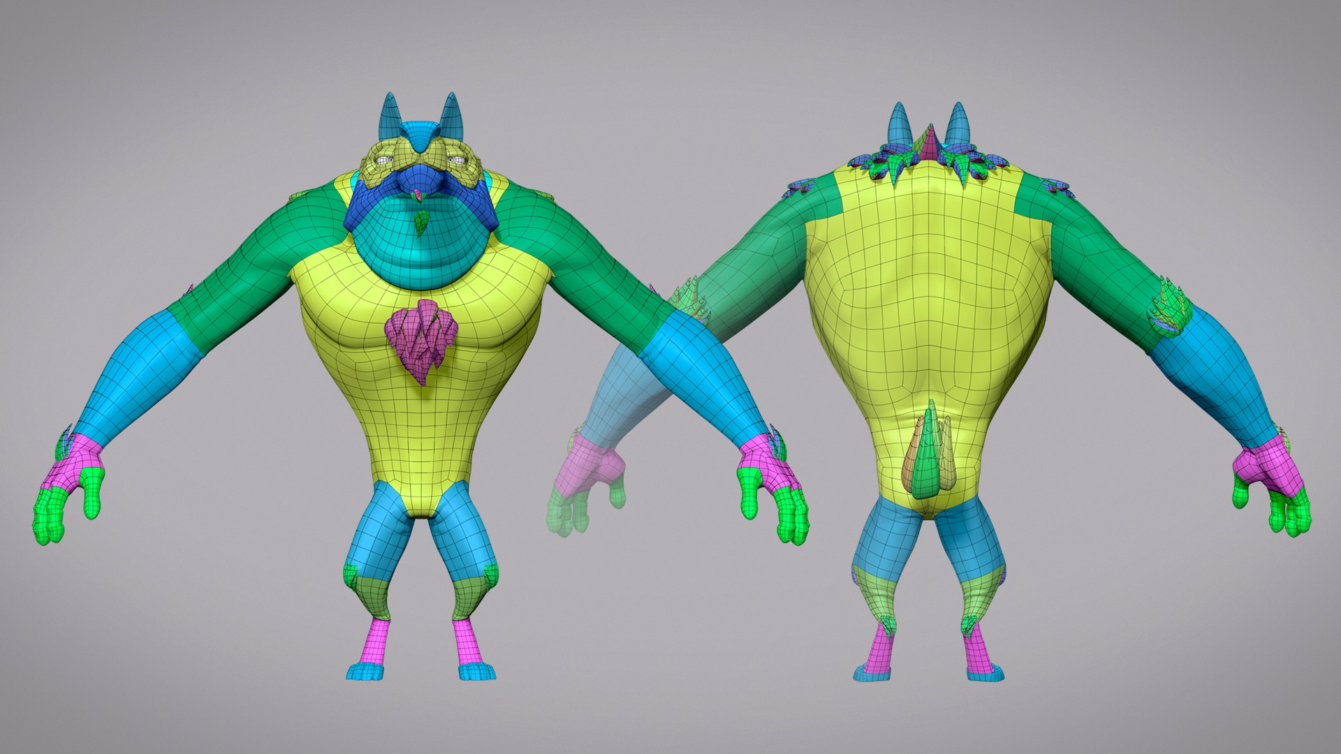Cartoon creature werewolf base mesh Low-poly 3D model_9