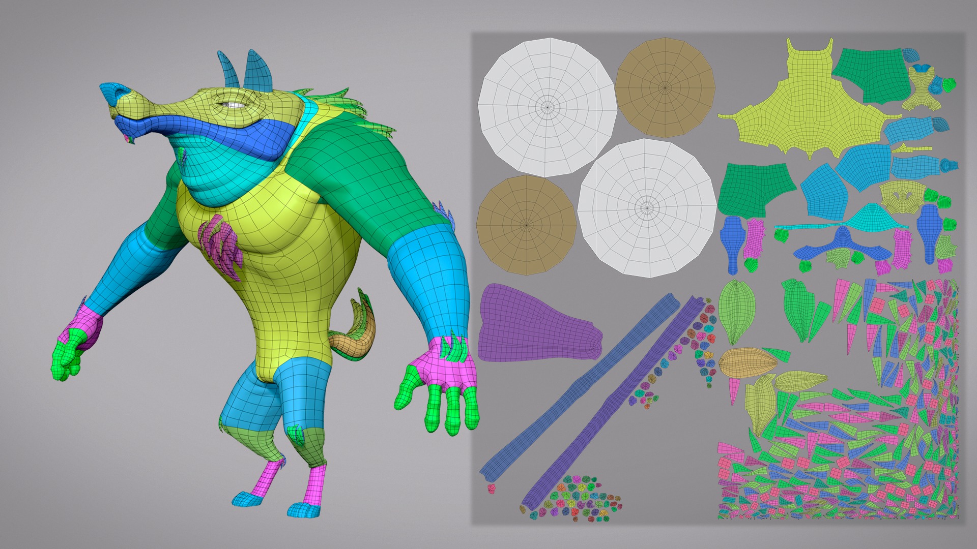 Cartoon creature werewolf base mesh Low-poly 3D model_11